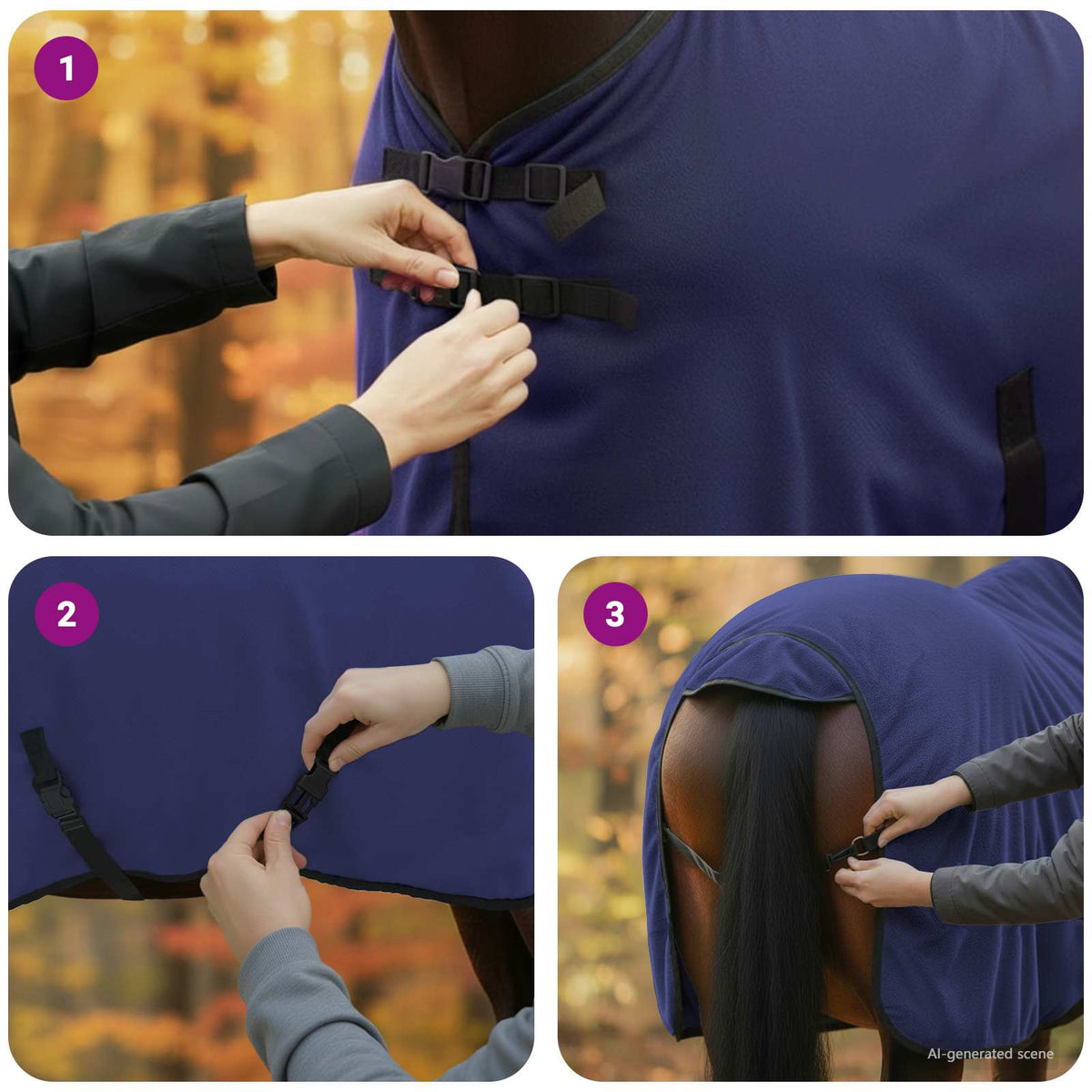 Hestetæppe Mørkeblå 115 cm Polyester Fleece