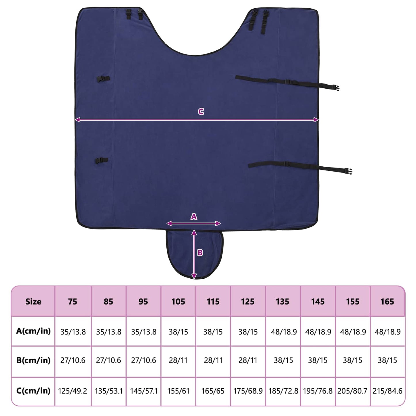 Hestetæppe Mørkeblå 135 cm Polyester Fleece