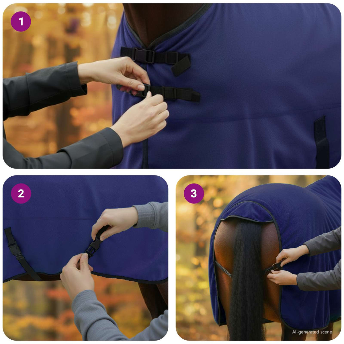 Hestetæppe Mørkeblå 145 cm Polyester Fleece