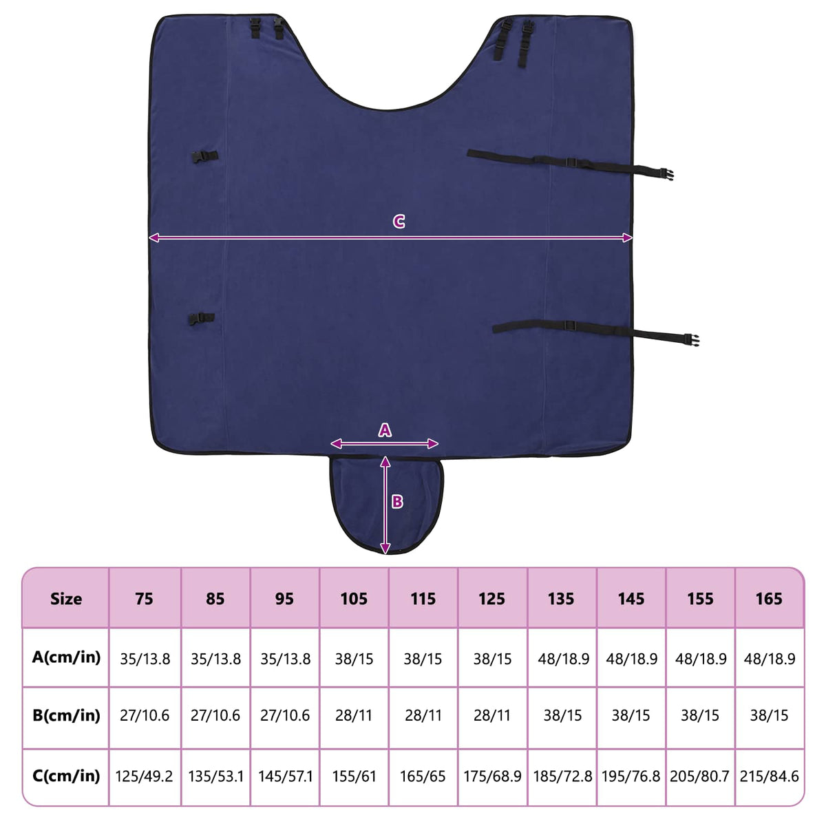 Hestetæppe Mørkeblå 155 cm Polyester Fleece