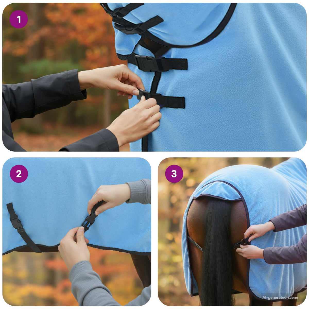 Hestetæppe Fuldt aqua 85 cm Polyester Fleece