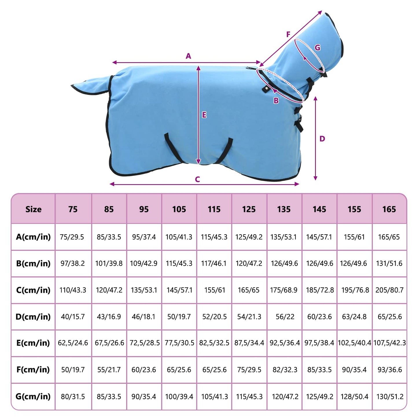 Hestetæppe Fuldt aqua 95 cm Polyester Fleece