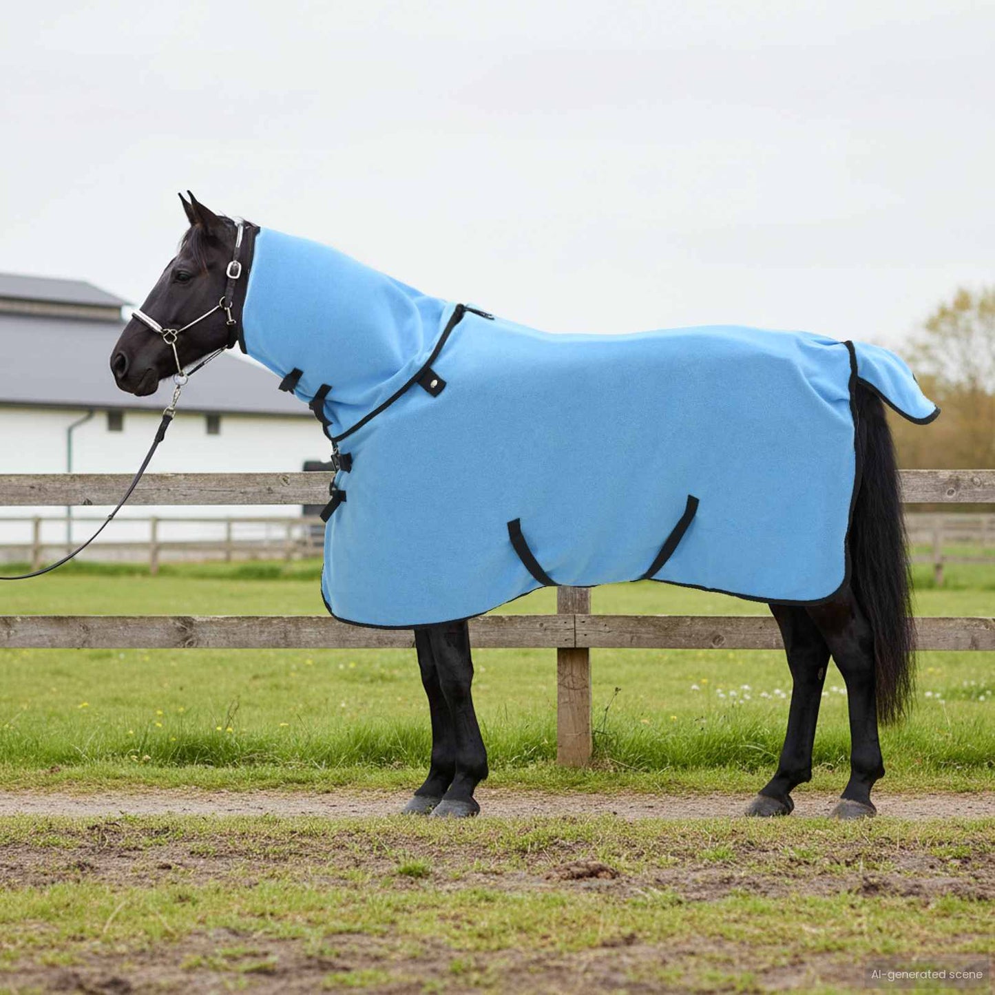 Hestetæppe Fuldt aqua 105 cm Polyester Fleece