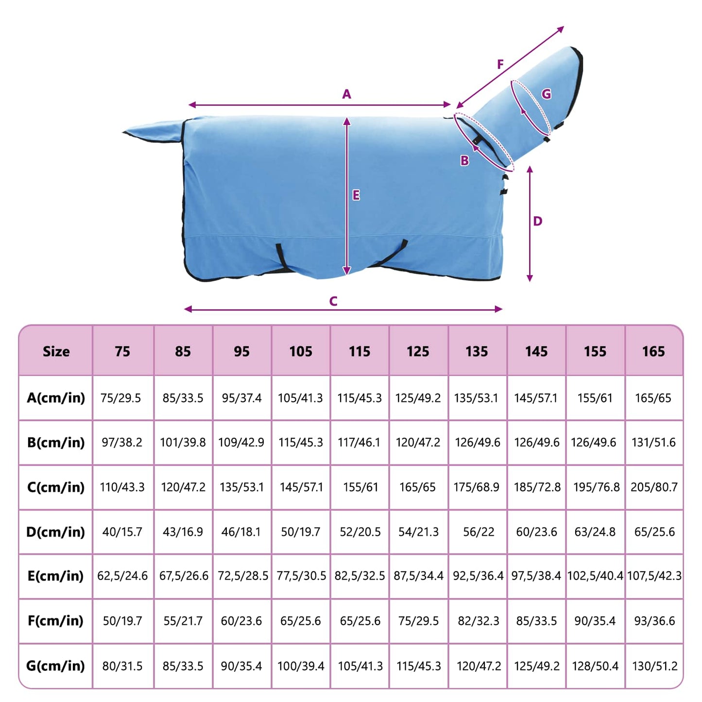Hestetæppe Fuldt aqua 135 cm Polyester Fleece