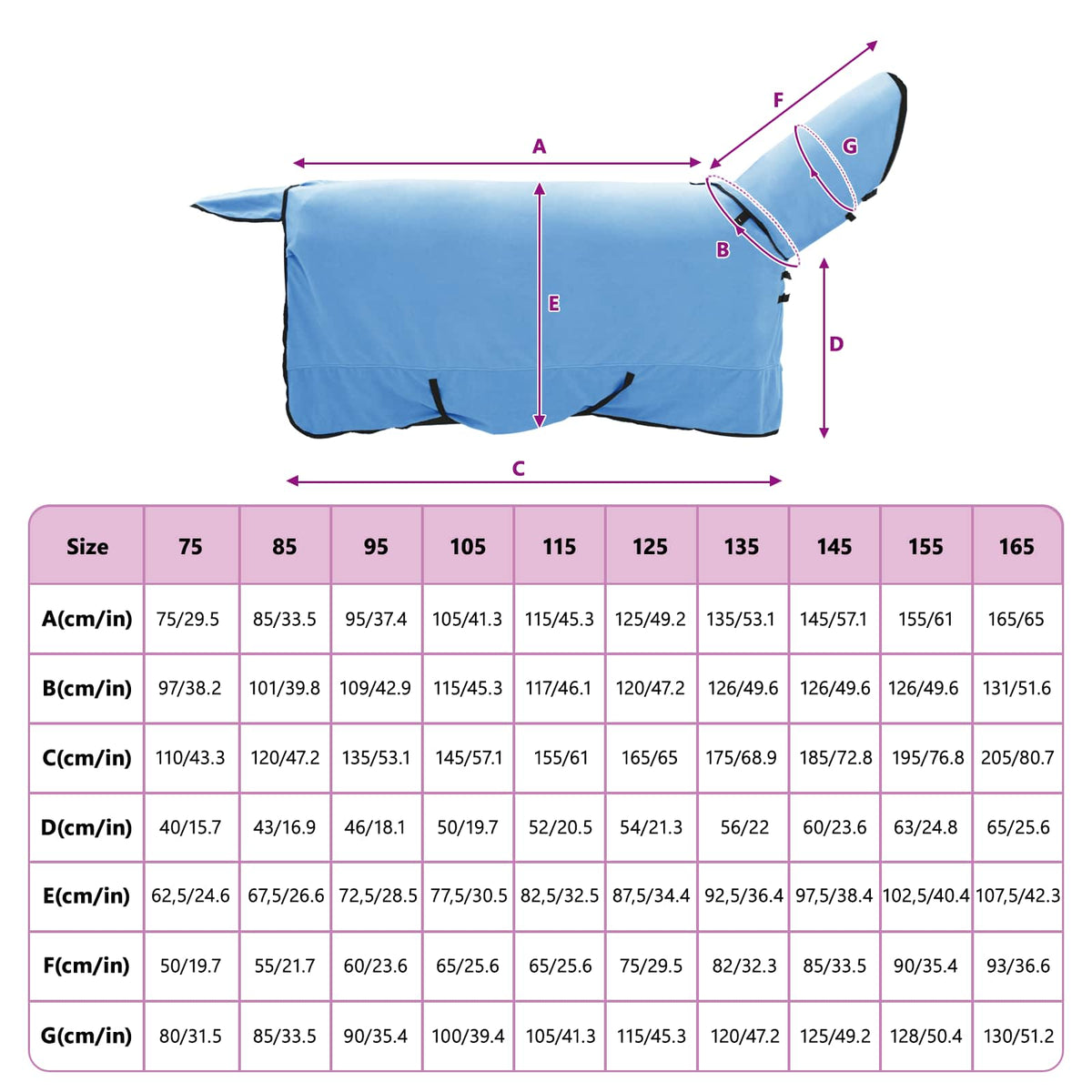 Hestetæppe Fuldt aqua 145 cm Polyester Fleece
