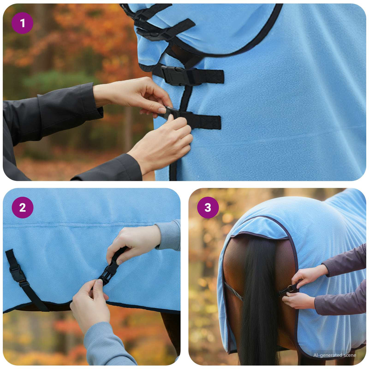 Hestetæppe Fuldt aqua 165 cm Polyester Fleece