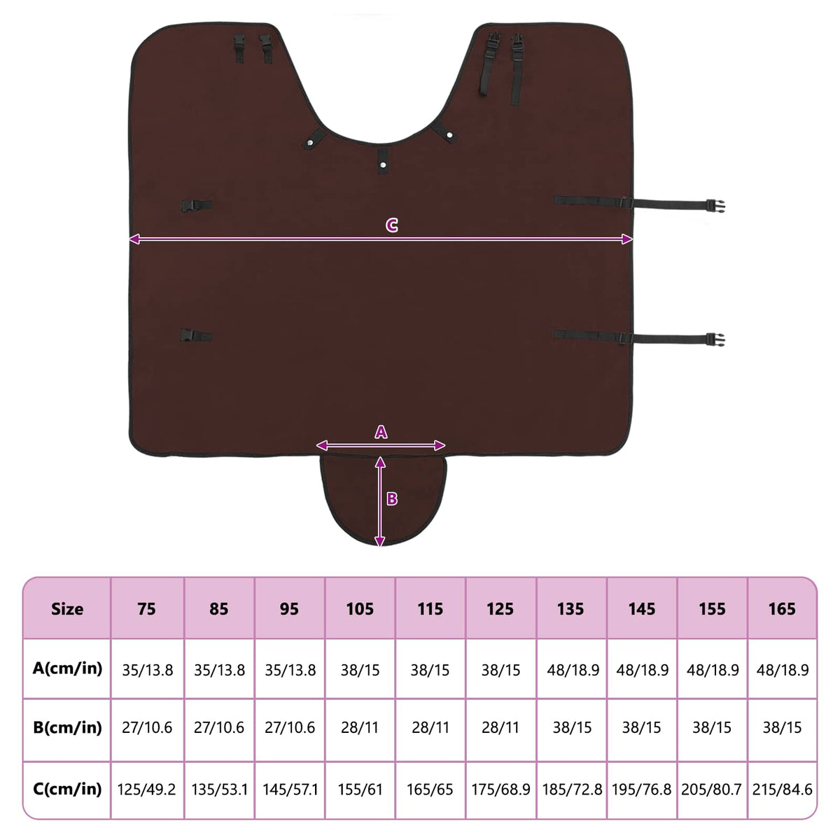 Hestetæppe Mørkebrun 105 cm Polyester Fleece