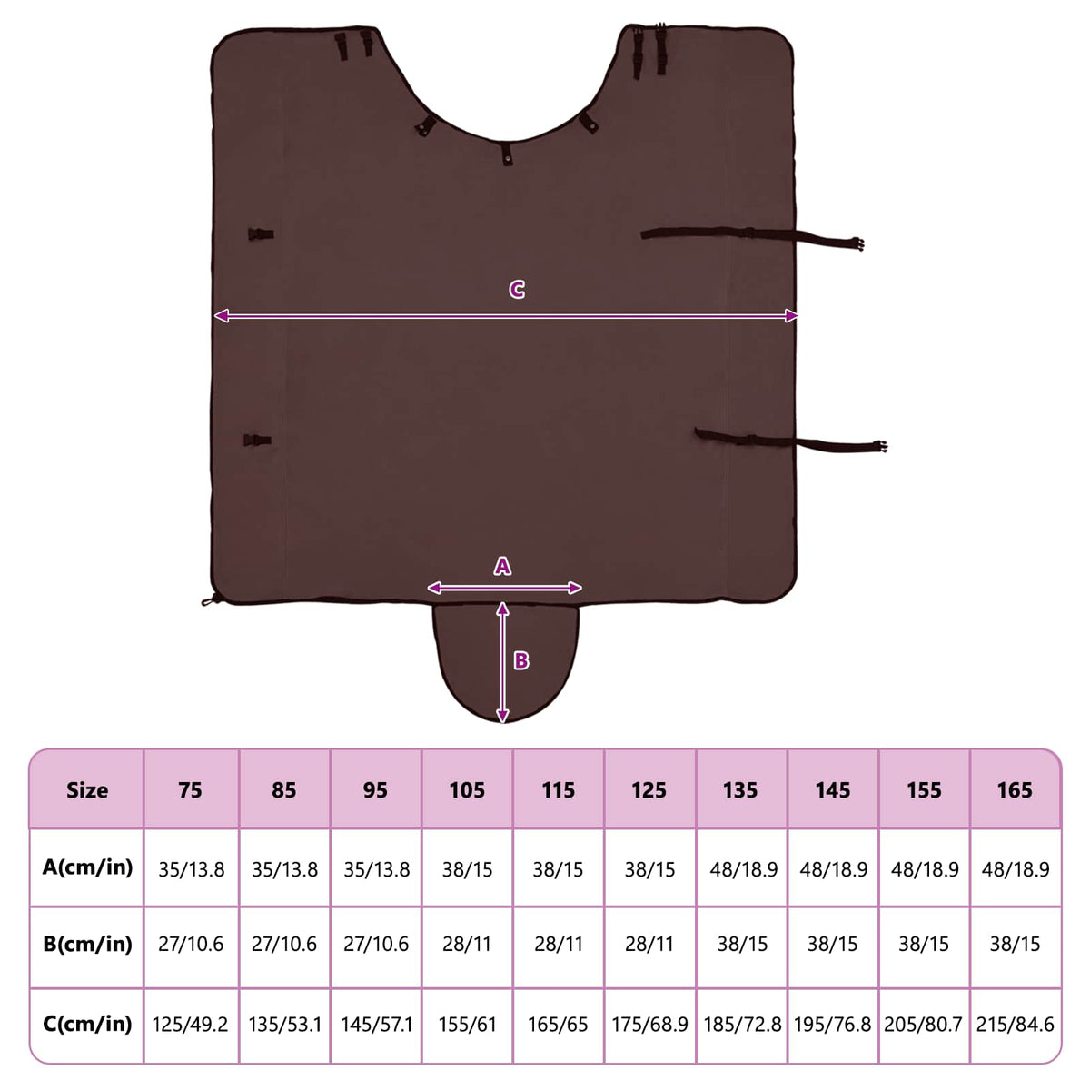 Hestetæppe Mørkebrun 125 cm Polyester Fleece