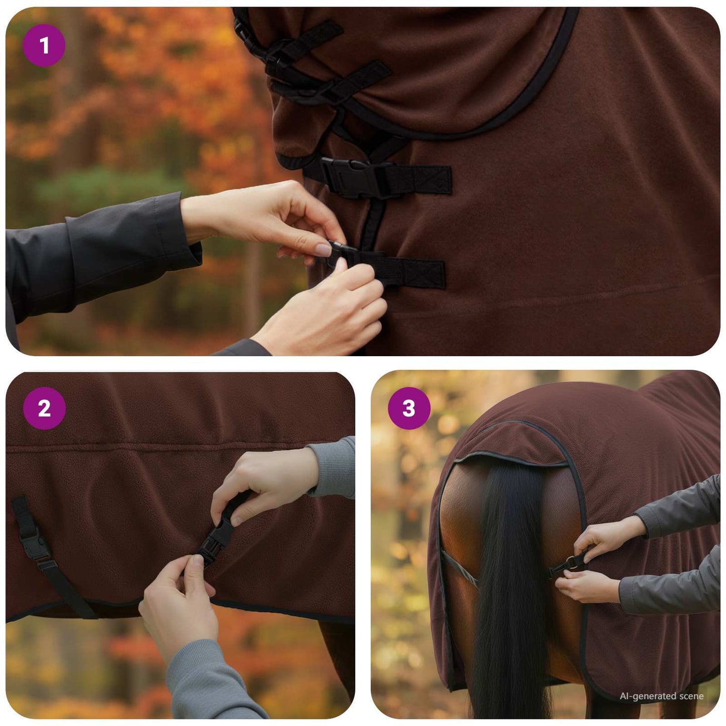 Hestetæppe Mørkebrun 155 cm Polyester Fleece