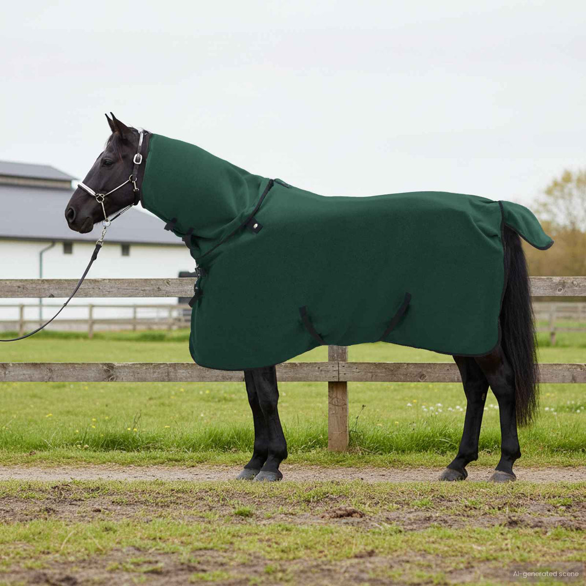 Hestetæppe Mørkegrøn 105 cm Polyester Fleece