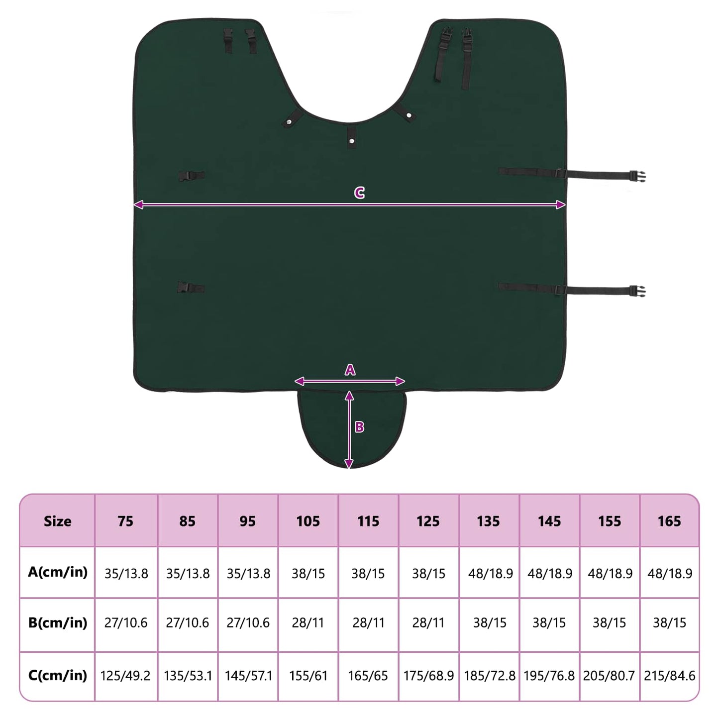 Hestetæppe Mørkegrøn 115 cm Polyester Fleece