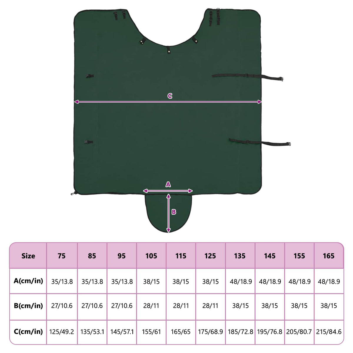 Hestetæppe Mørkegrøn 125 cm Polyester Fleece
