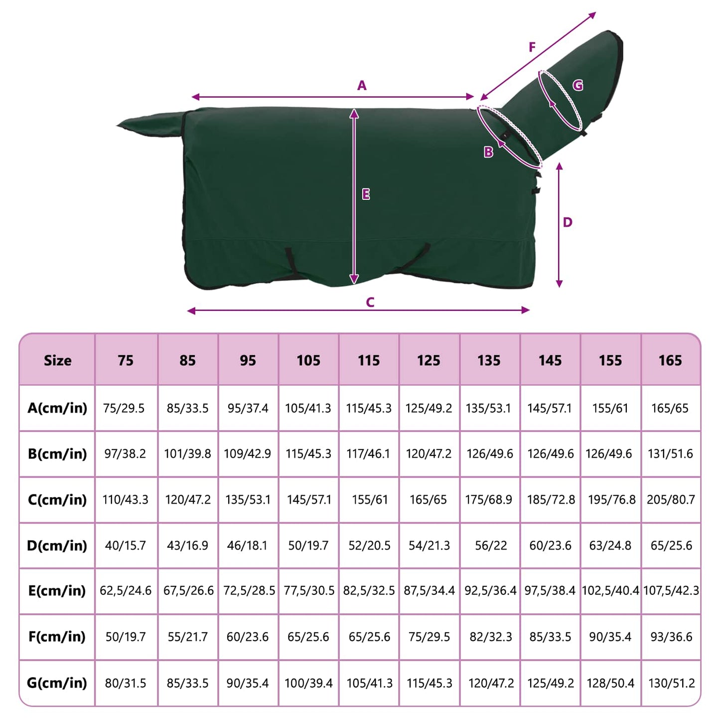 Hestetæppe Mørkegrøn 145 cm Polyester Fleece