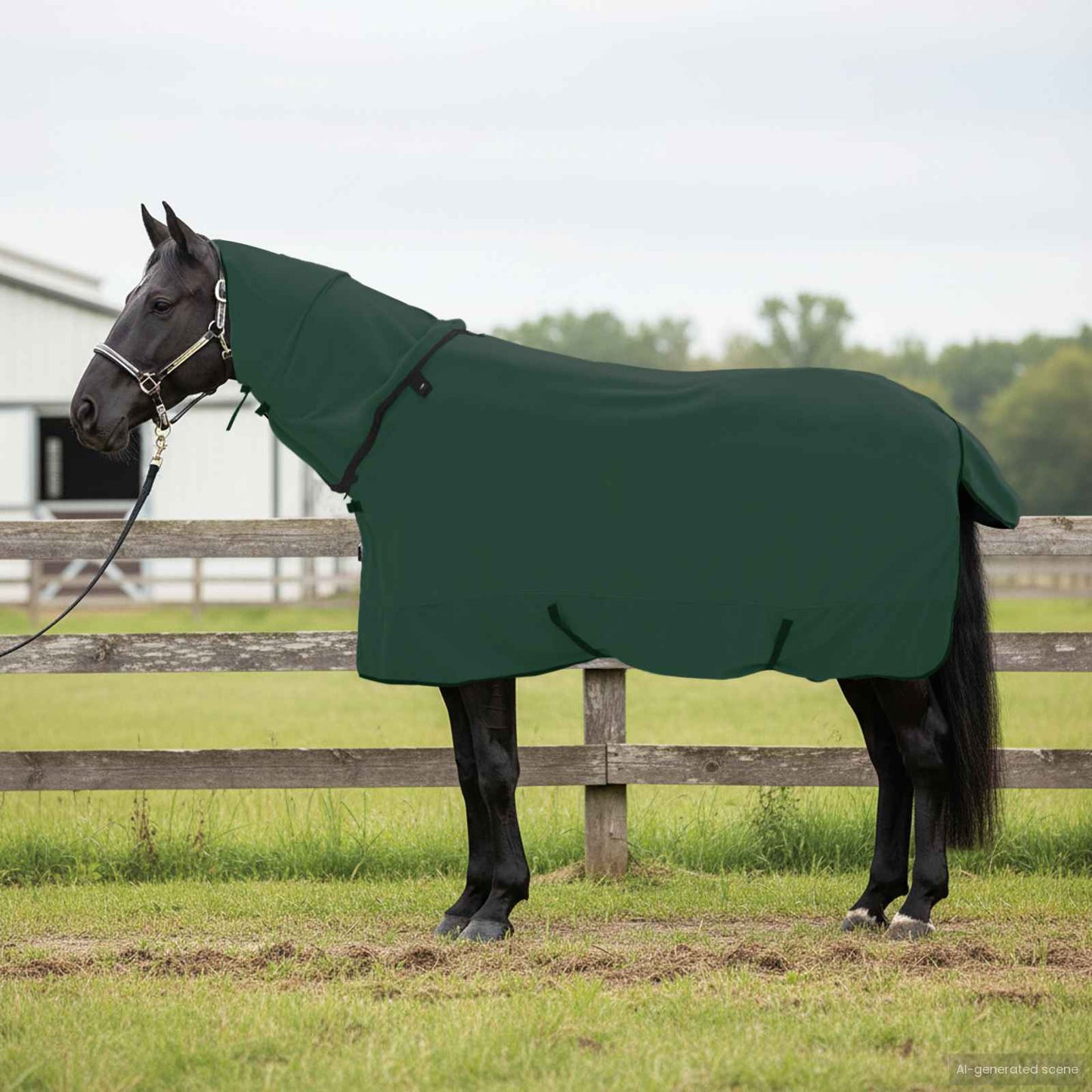 Hestetæppe Mørkegrøn 165 cm Polyester Fleece