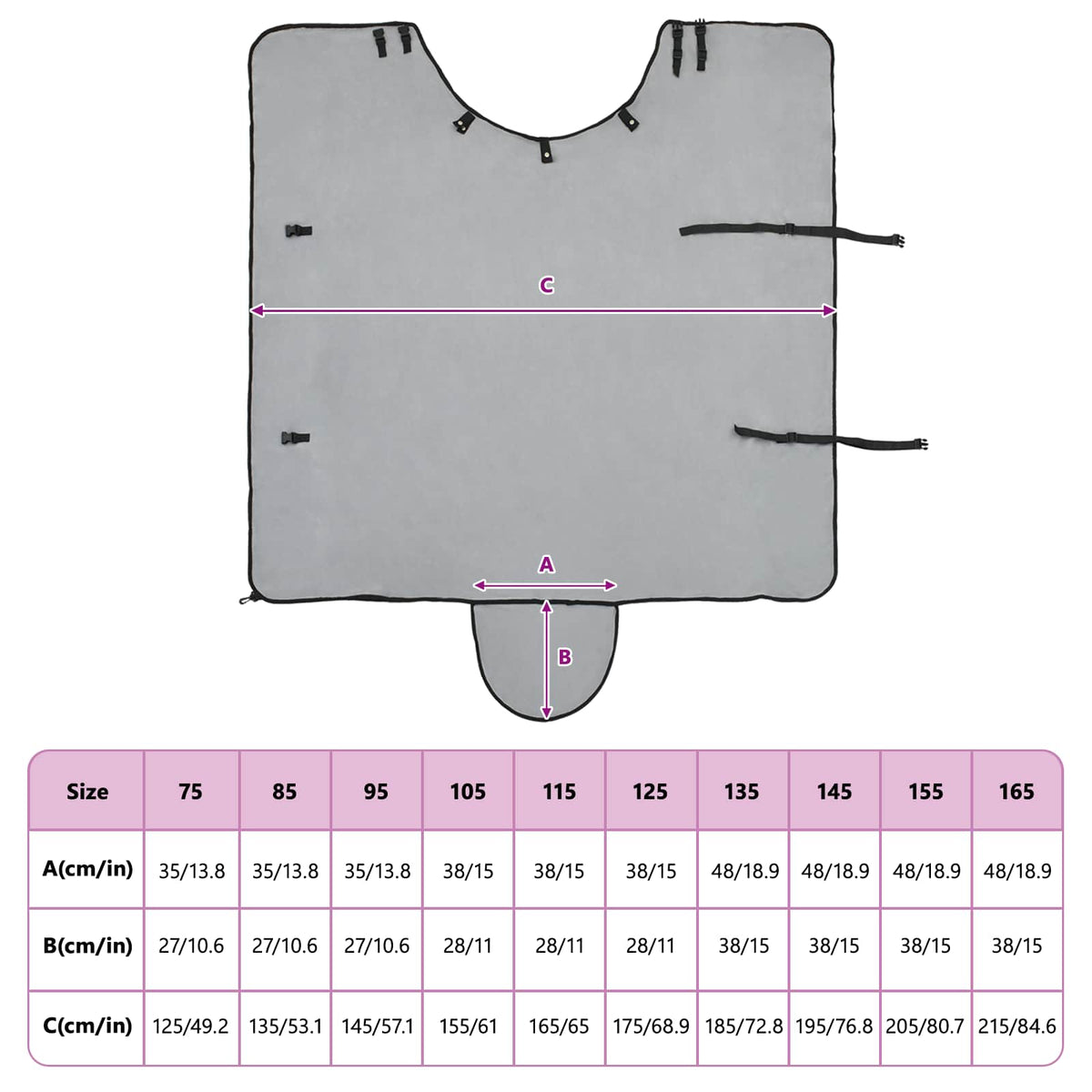 Hestetæppe Lysegrå og pink 95 cm Polyester Fleece