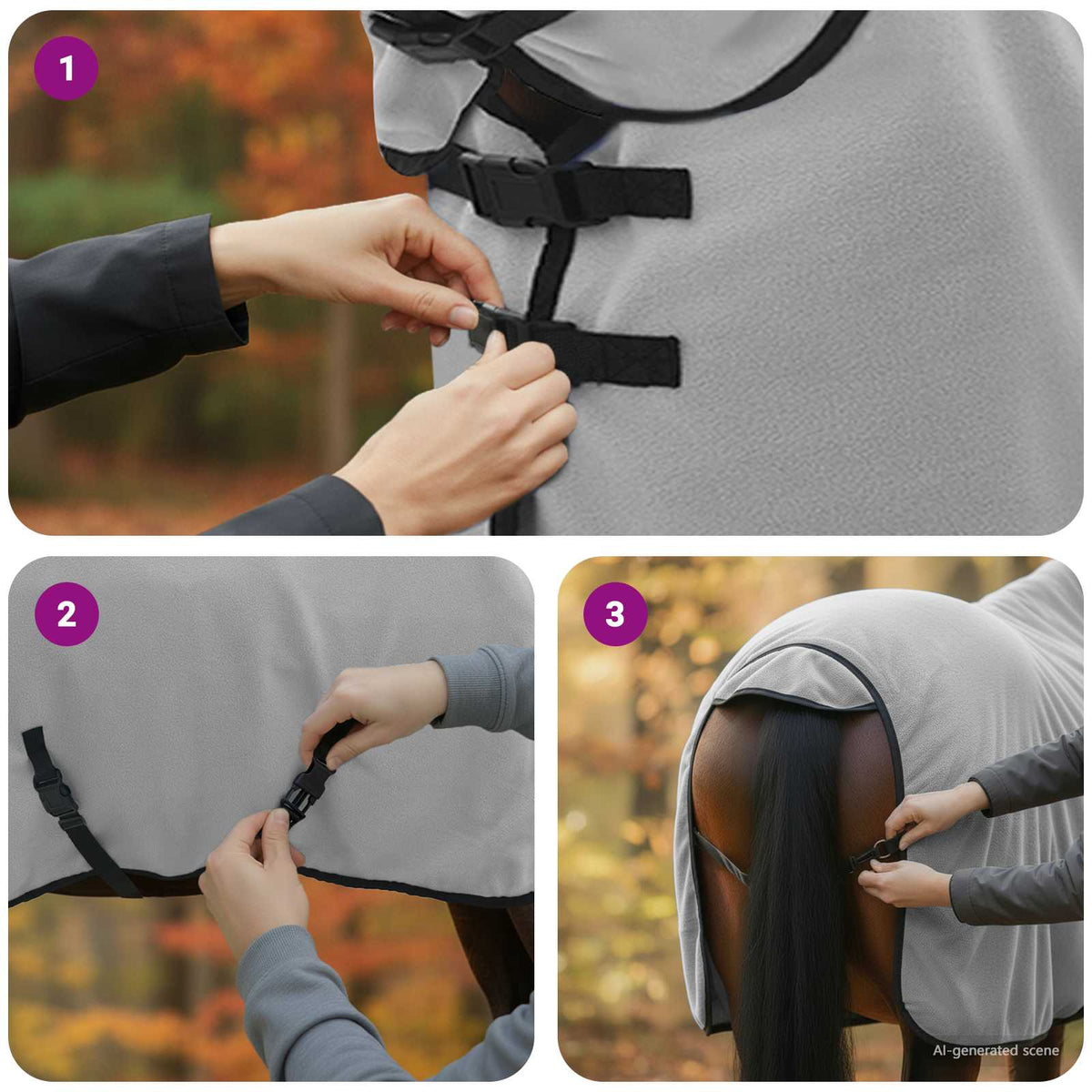 Hestetæppe Lysegrå og pink 115 cm Polyester Fleece
