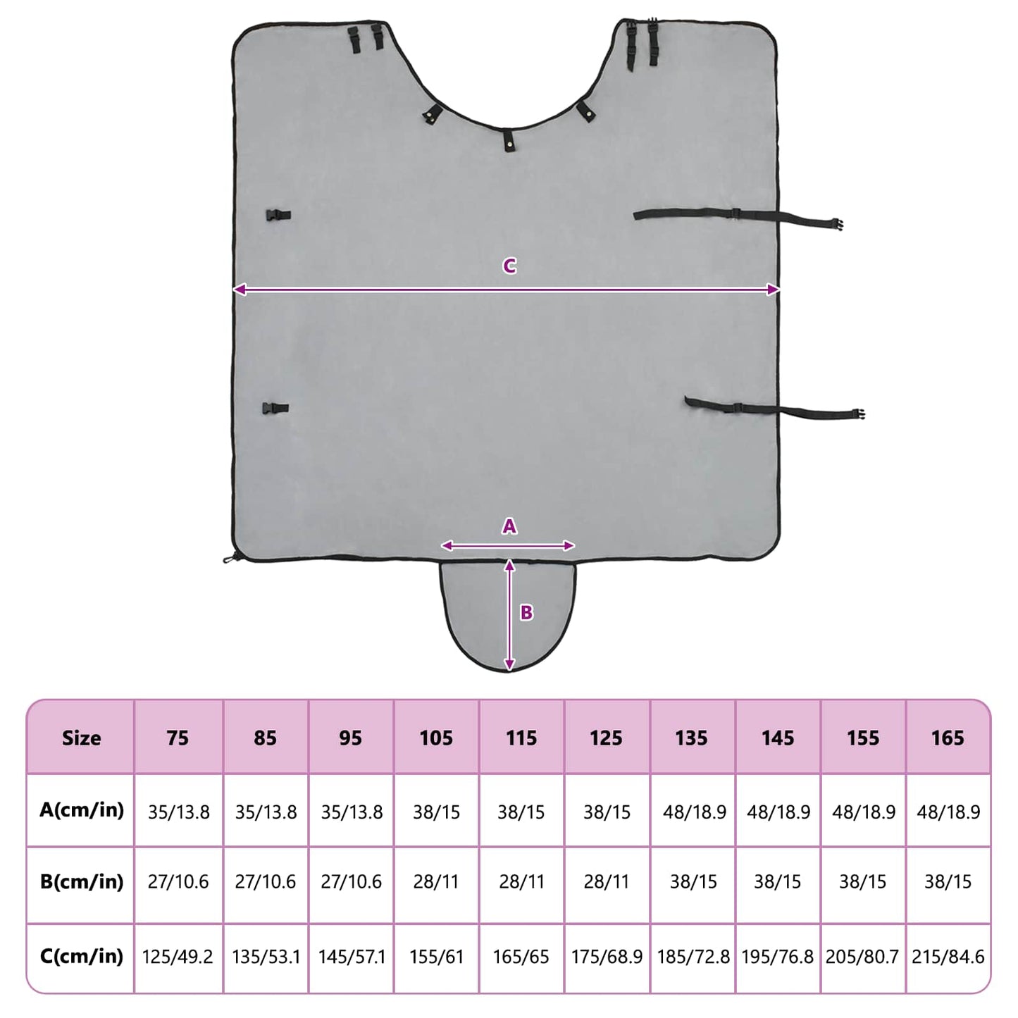 Hestetæppe Lysegrå og pink 115 cm Polyester Fleece