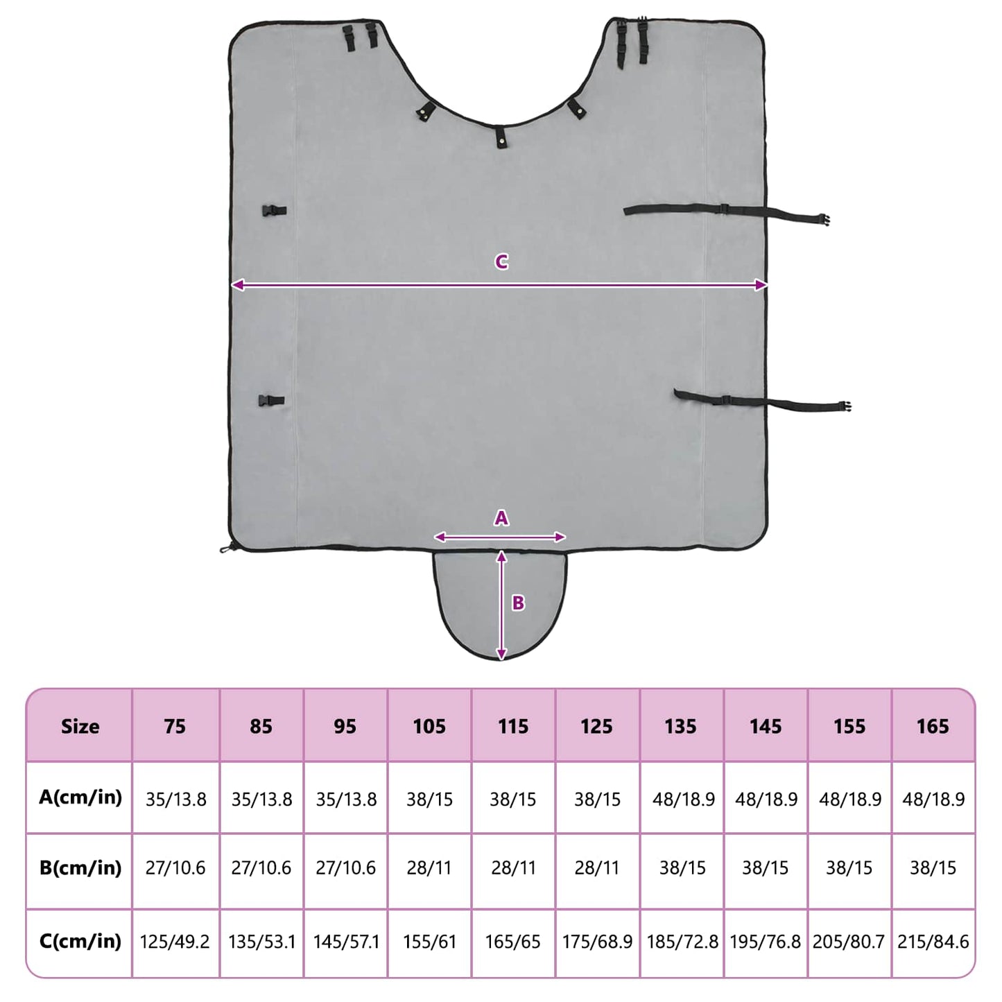 Hestetæppe Lysegrå og pink 135 cm Polyester Fleece