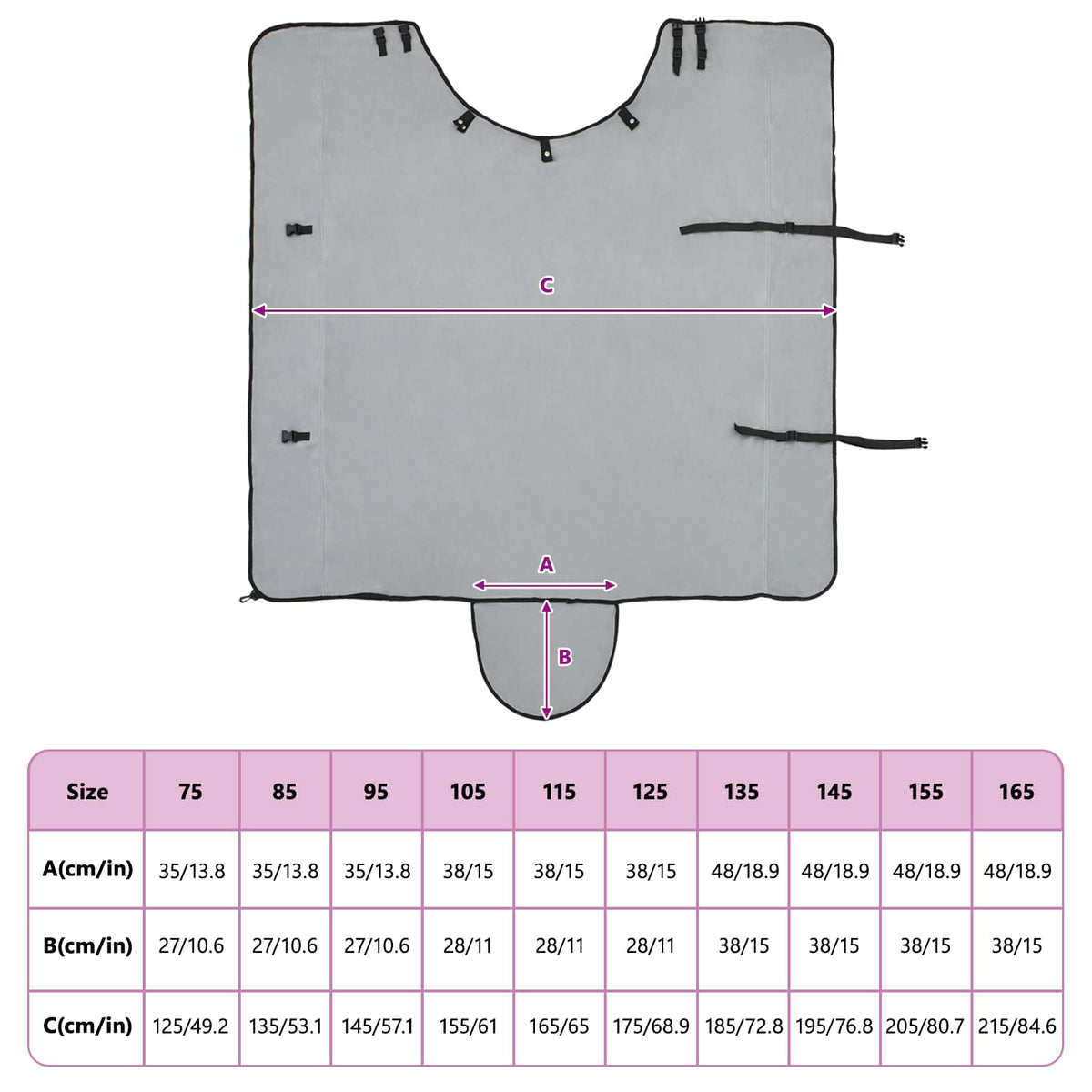Hestetæppe Lysegrå og pink 155 cm Polyester Fleece