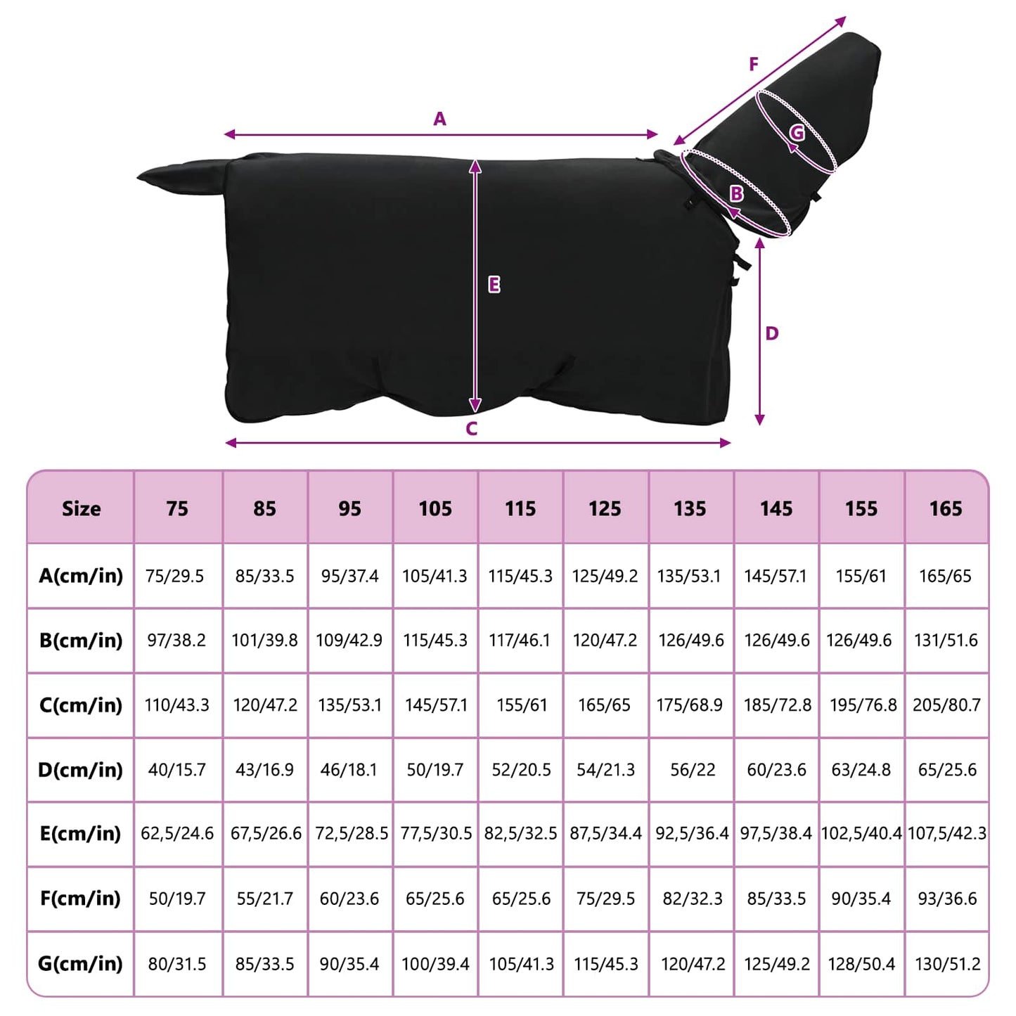 Hestetæppe Sort 85 cm Polyester Fleece