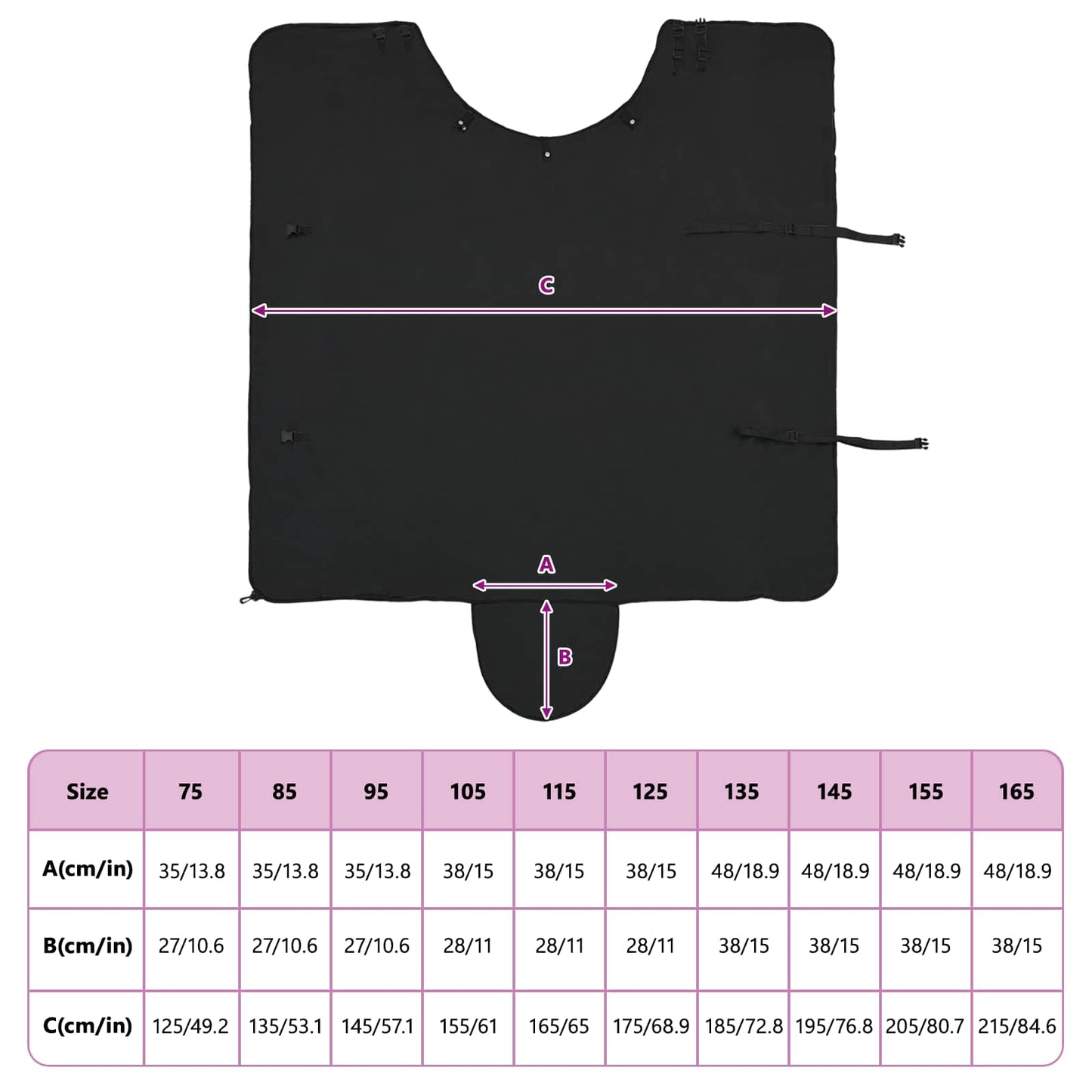 Hestetæppe Sort 85 cm Polyester Fleece