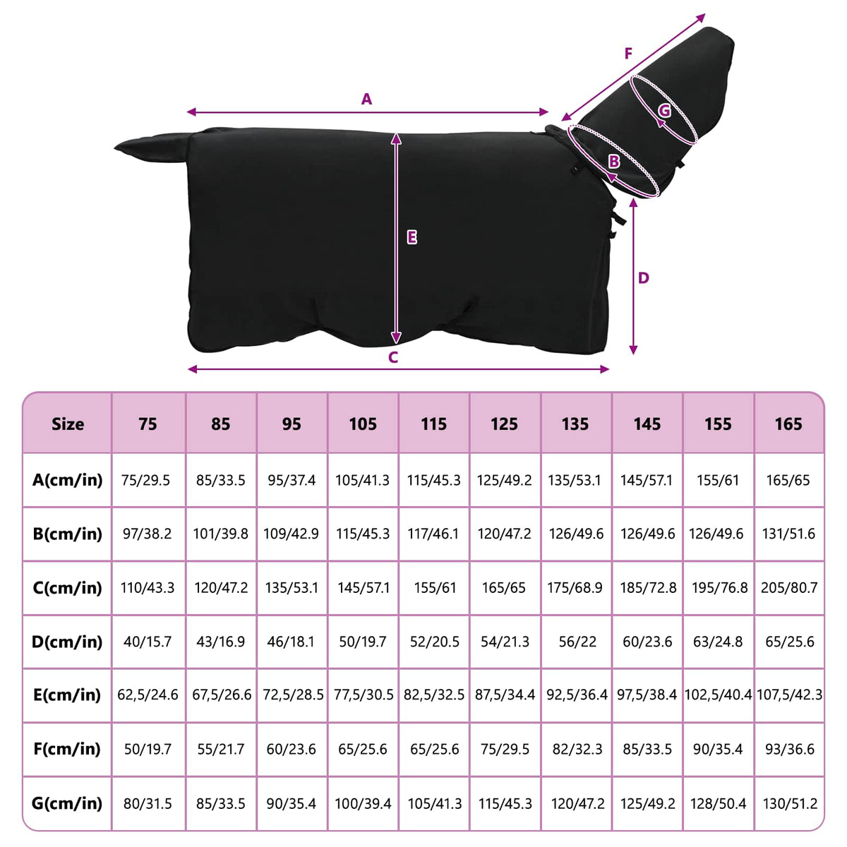 Hestetæppe Sort 95 cm Polyester Fleece