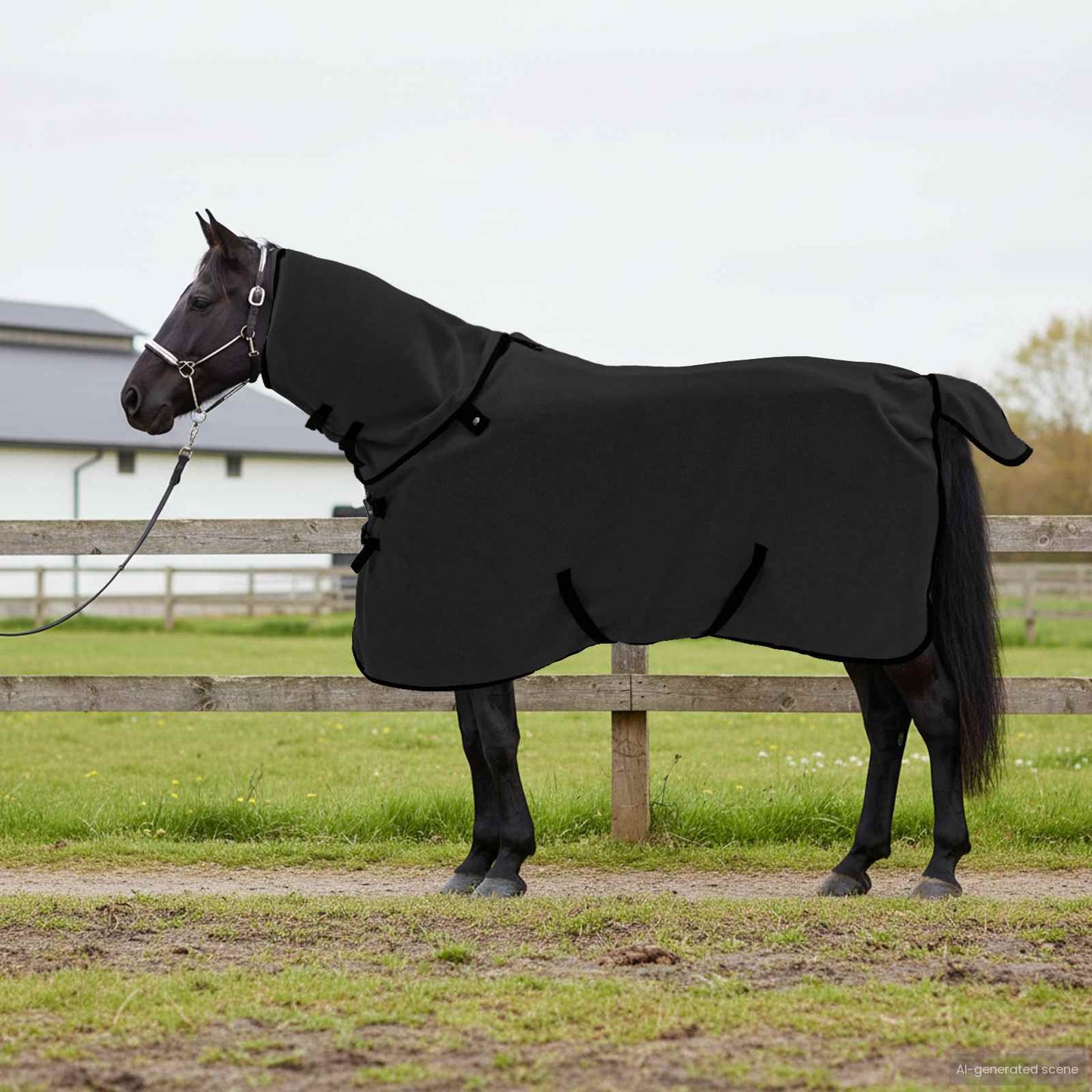 Hestetæppe Sort 105 cm Polyester Fleece