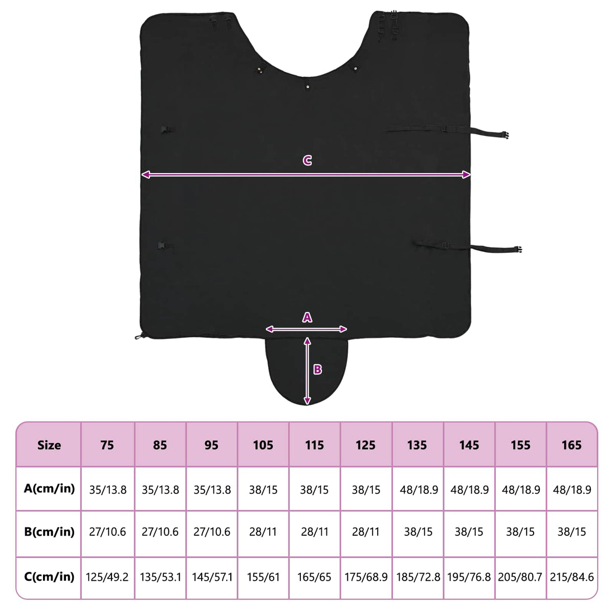 Hestetæppe Sort 105 cm Polyester Fleece