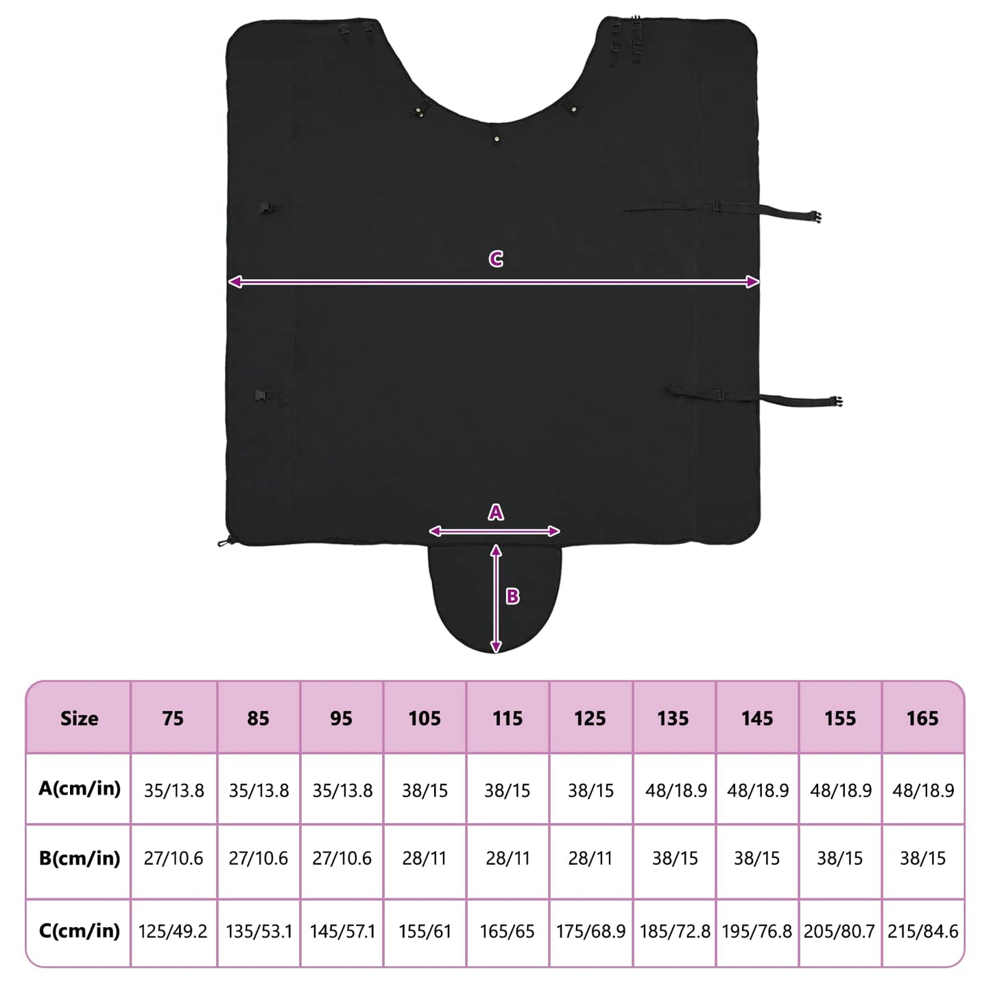 Hestetæppe Sort 135 cm Polyester Fleece