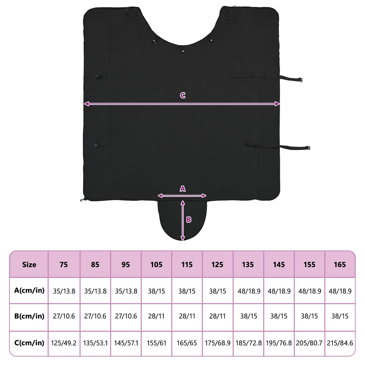 Hestetæppe Sort 145 cm Polyester Fleece