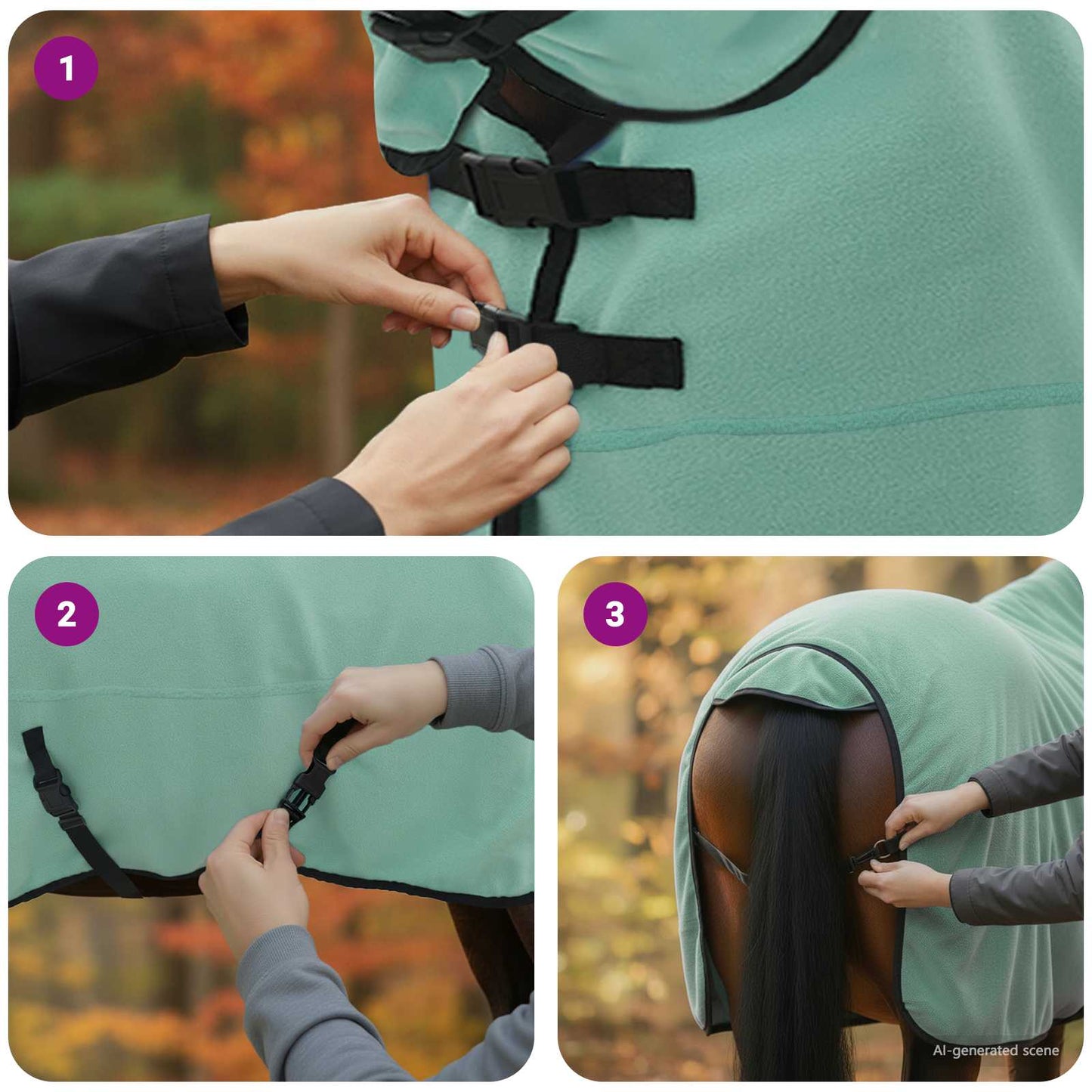 Hestetæppe Speciel grøn 135 cm Polyester Fleece