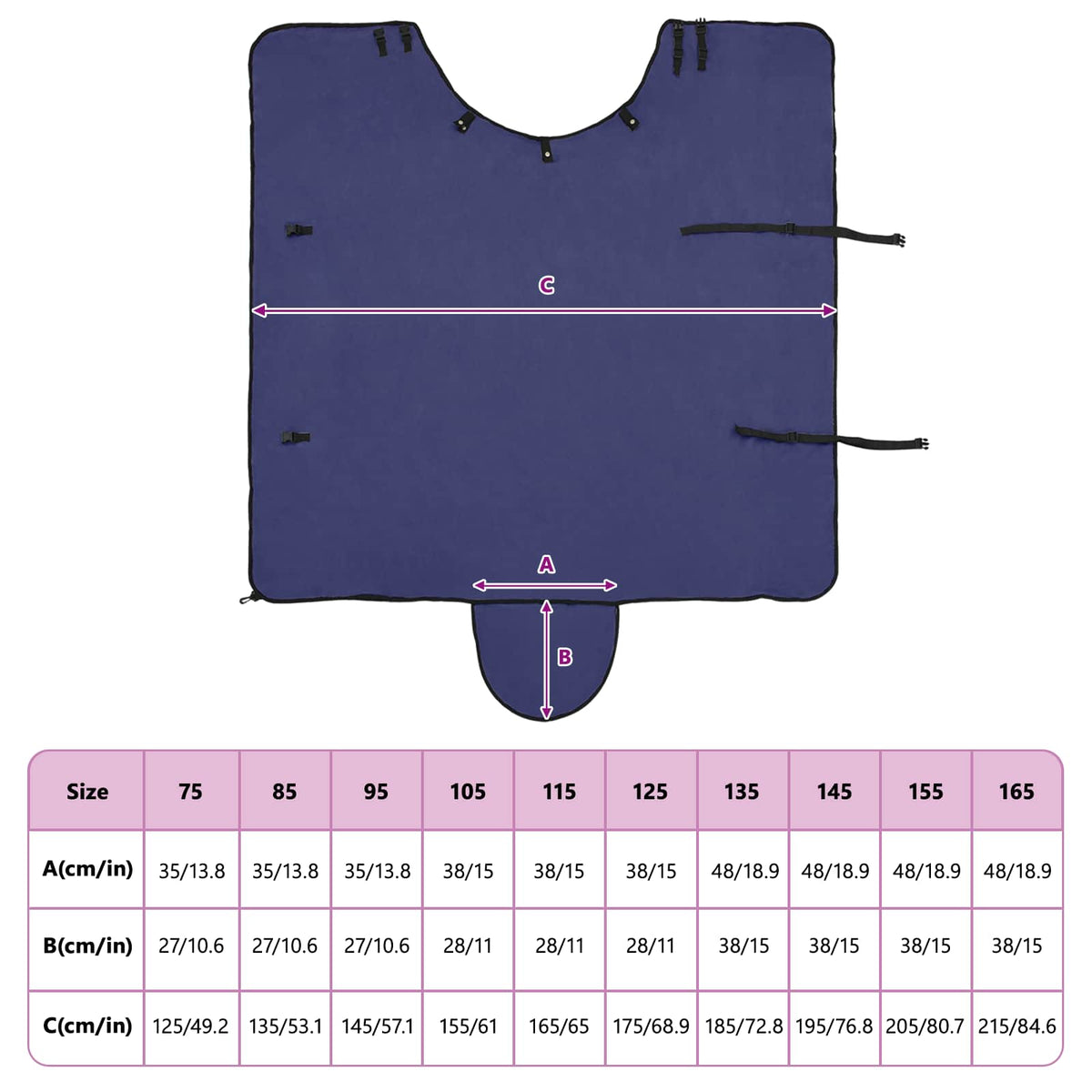 Hestetæppe Mørkeblå 115 cm Polyester Fleece