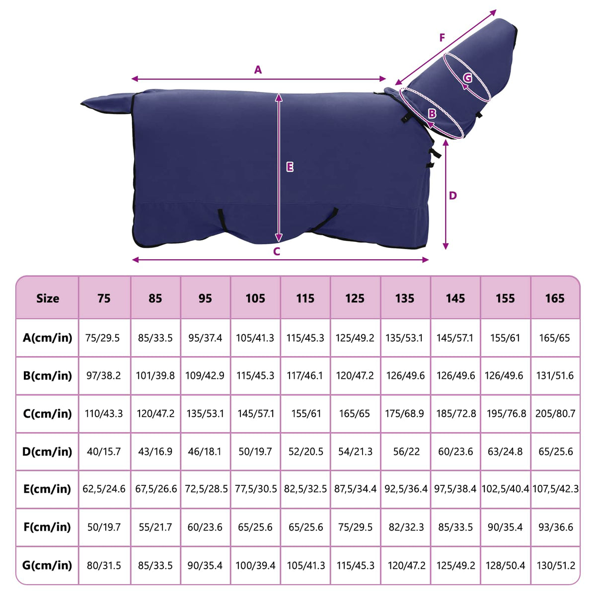 Hestetæppe Mørkeblå 125 cm Polyester Fleece