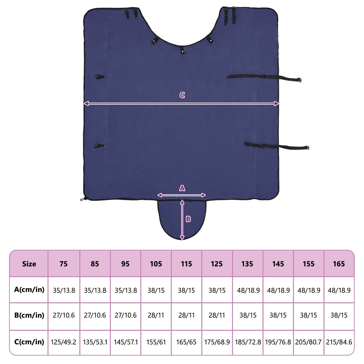 Hestetæppe Mørkeblå 125 cm Polyester Fleece