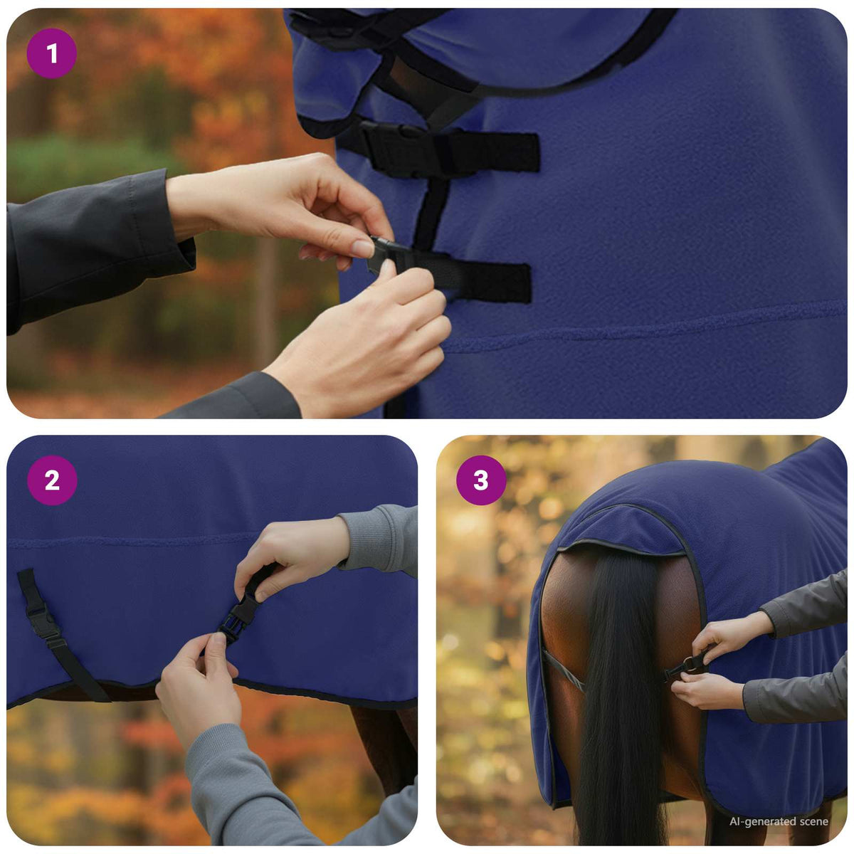 Hestetæppe Mørkeblå 145 cm Polyester Fleece