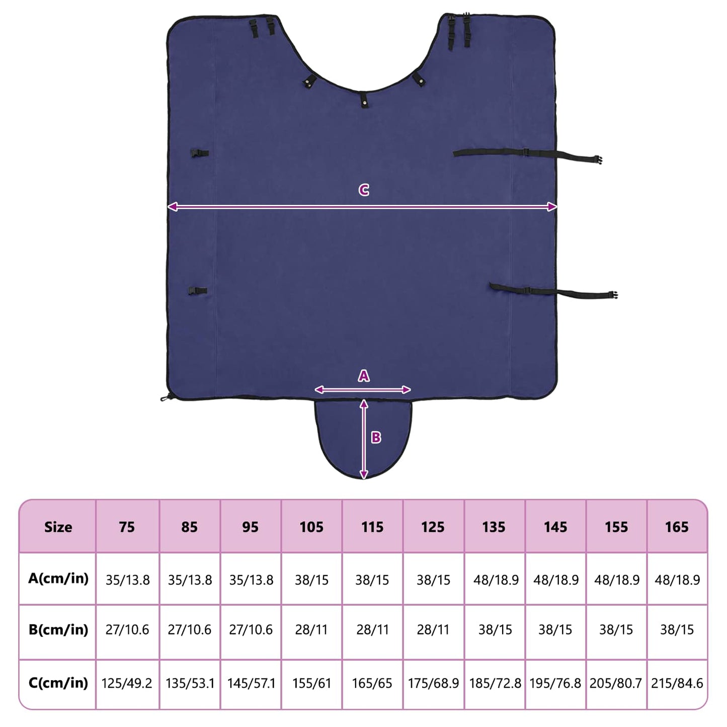 Hestetæppe Mørkeblå 155 cm Polyester Fleece