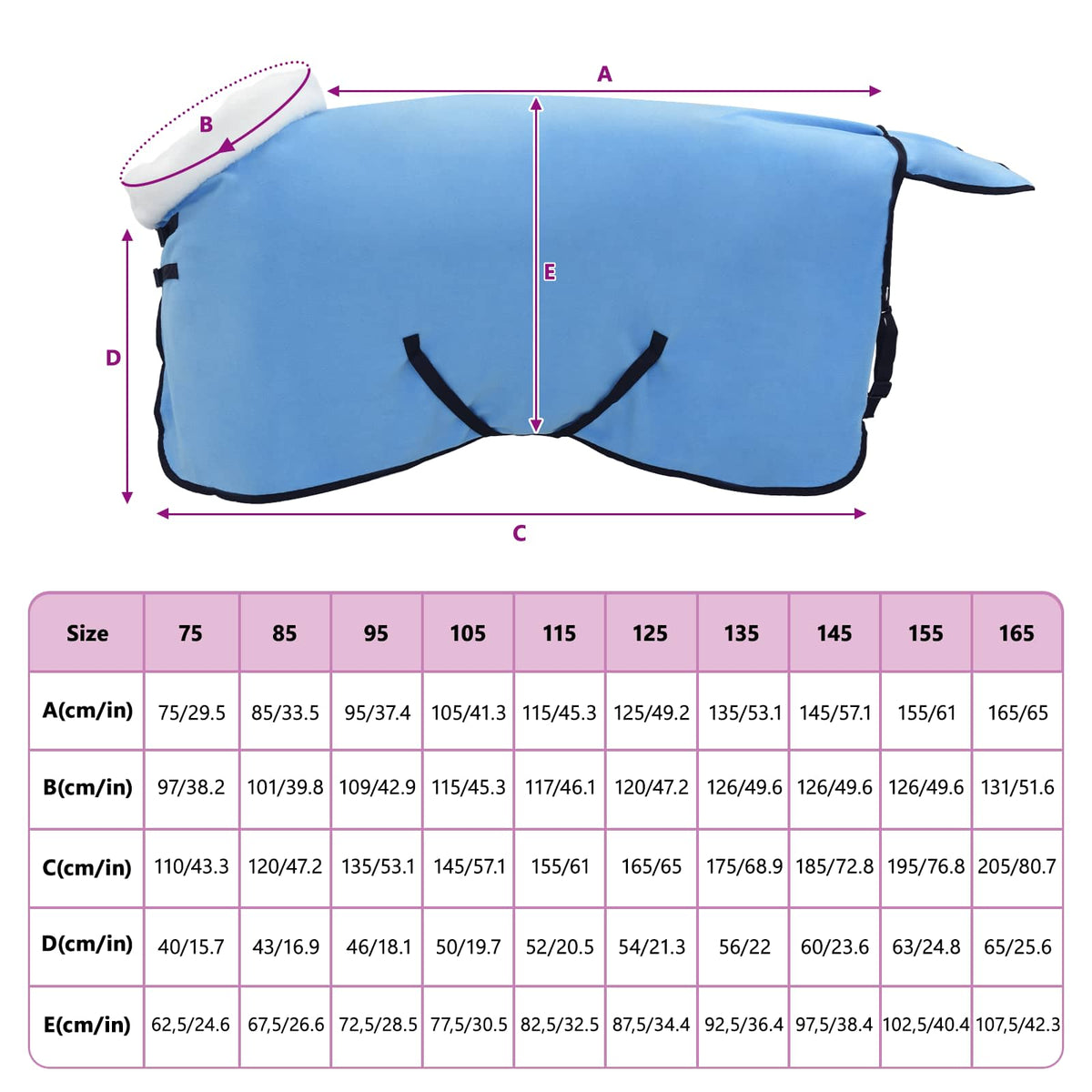 Hestetæppe Fuldt aqua 115 cm Polar fleece