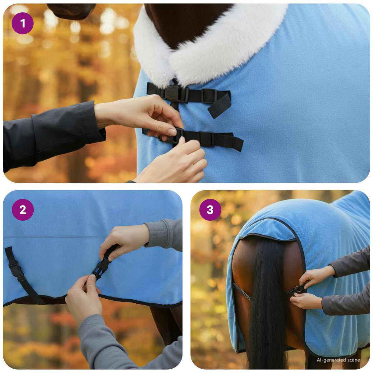 Hestetæppe Fuldt aqua 125 cm Polar fleece