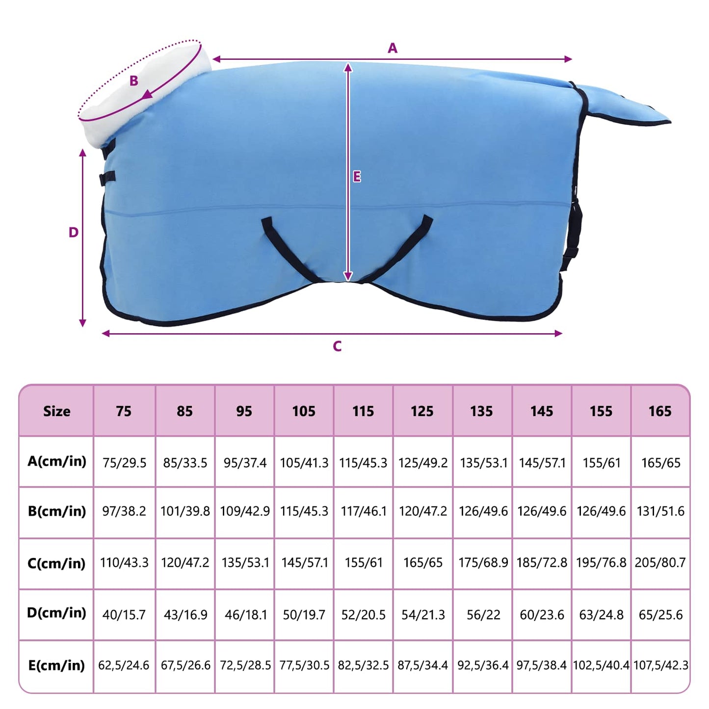 Hestetæppe Fuldt aqua 125 cm Polar fleece