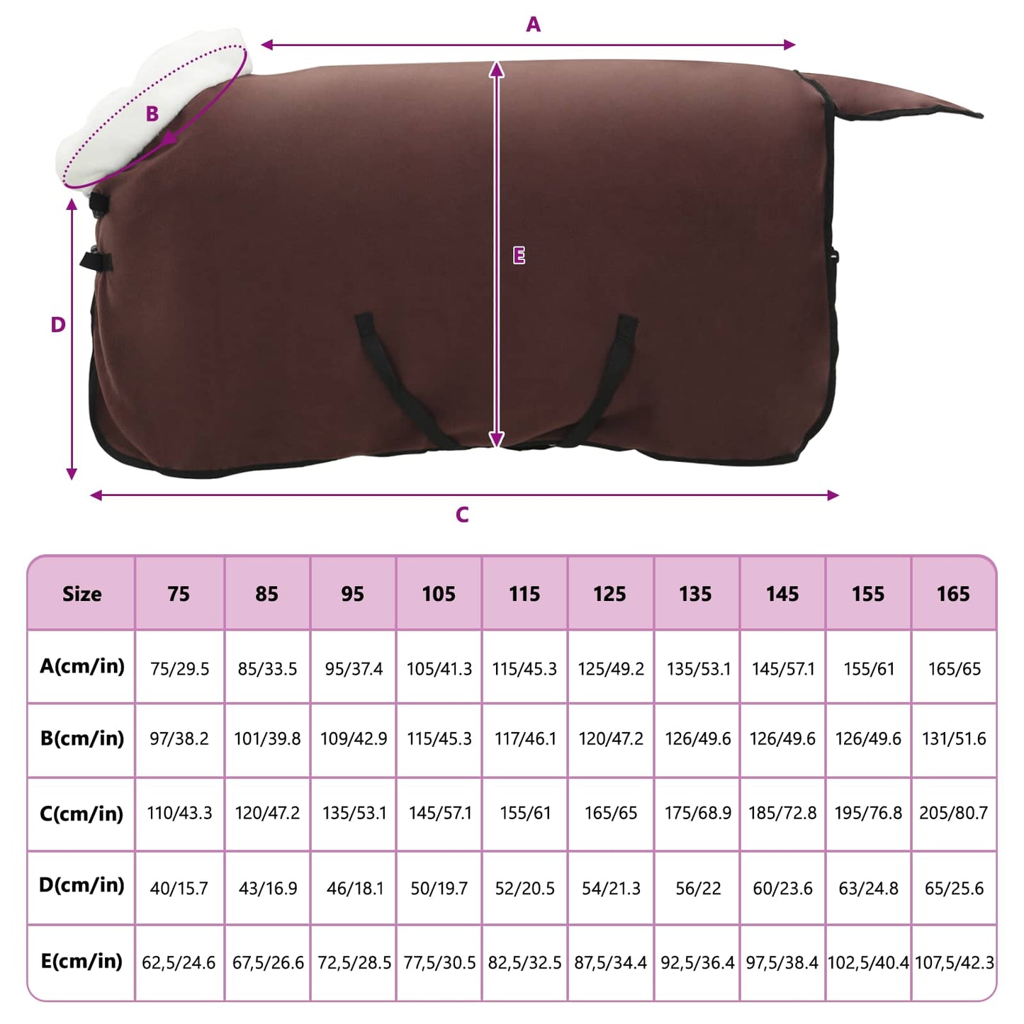 Hestetæppe Mørkebrun 85 cm Polar fleece
