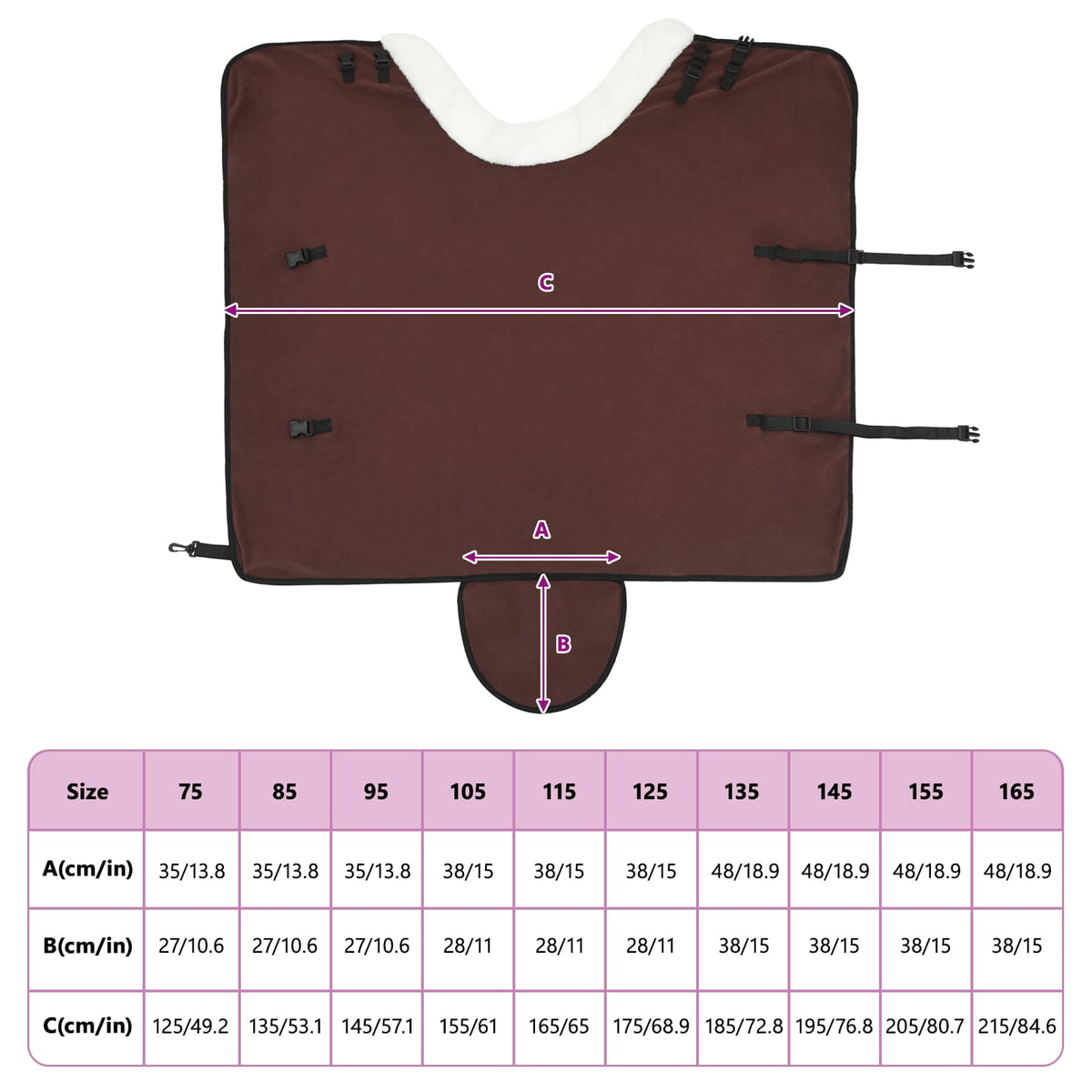 Hestetæppe Mørkebrun 85 cm Polar fleece