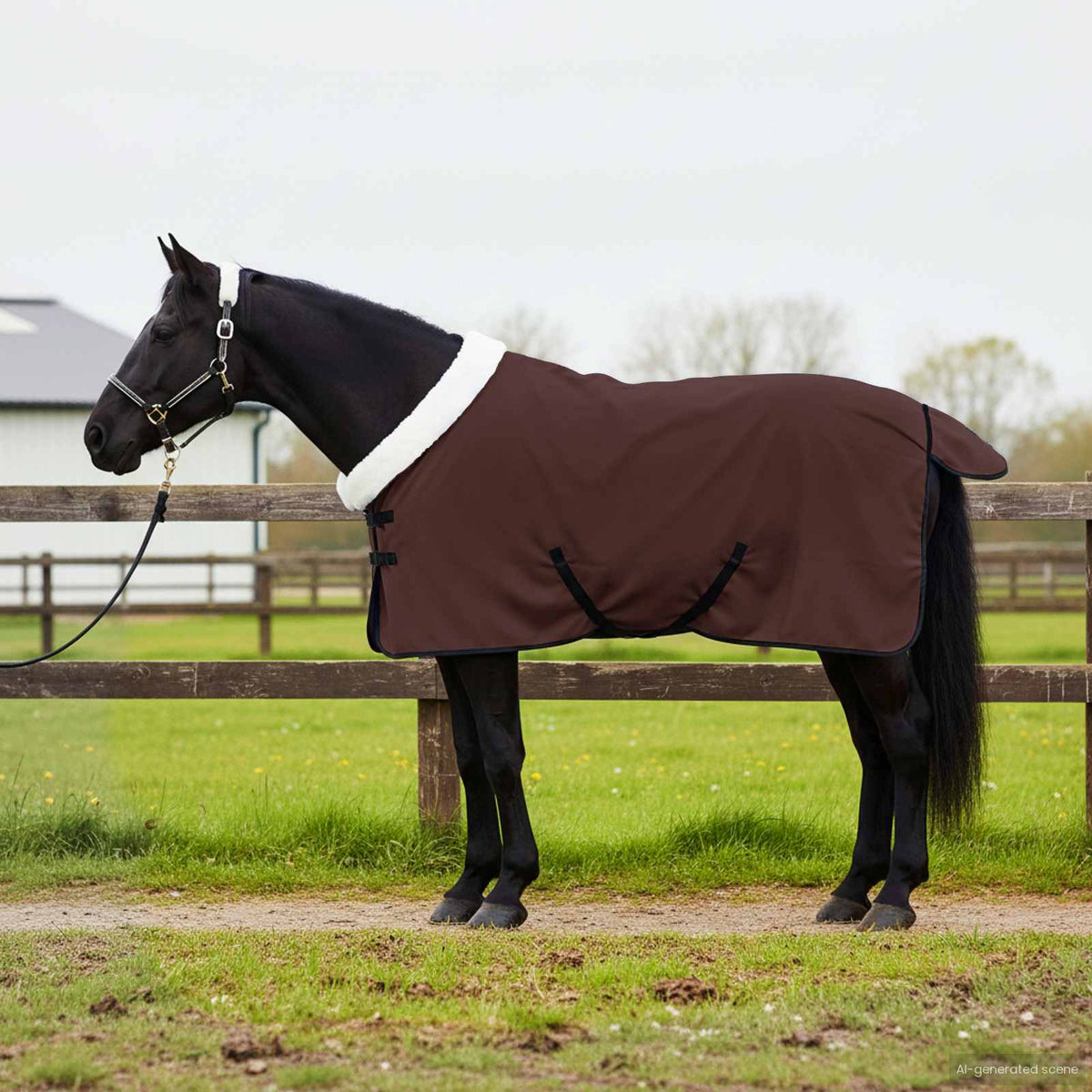 Hestetæppe Mørkebrun 95 cm Polar fleece