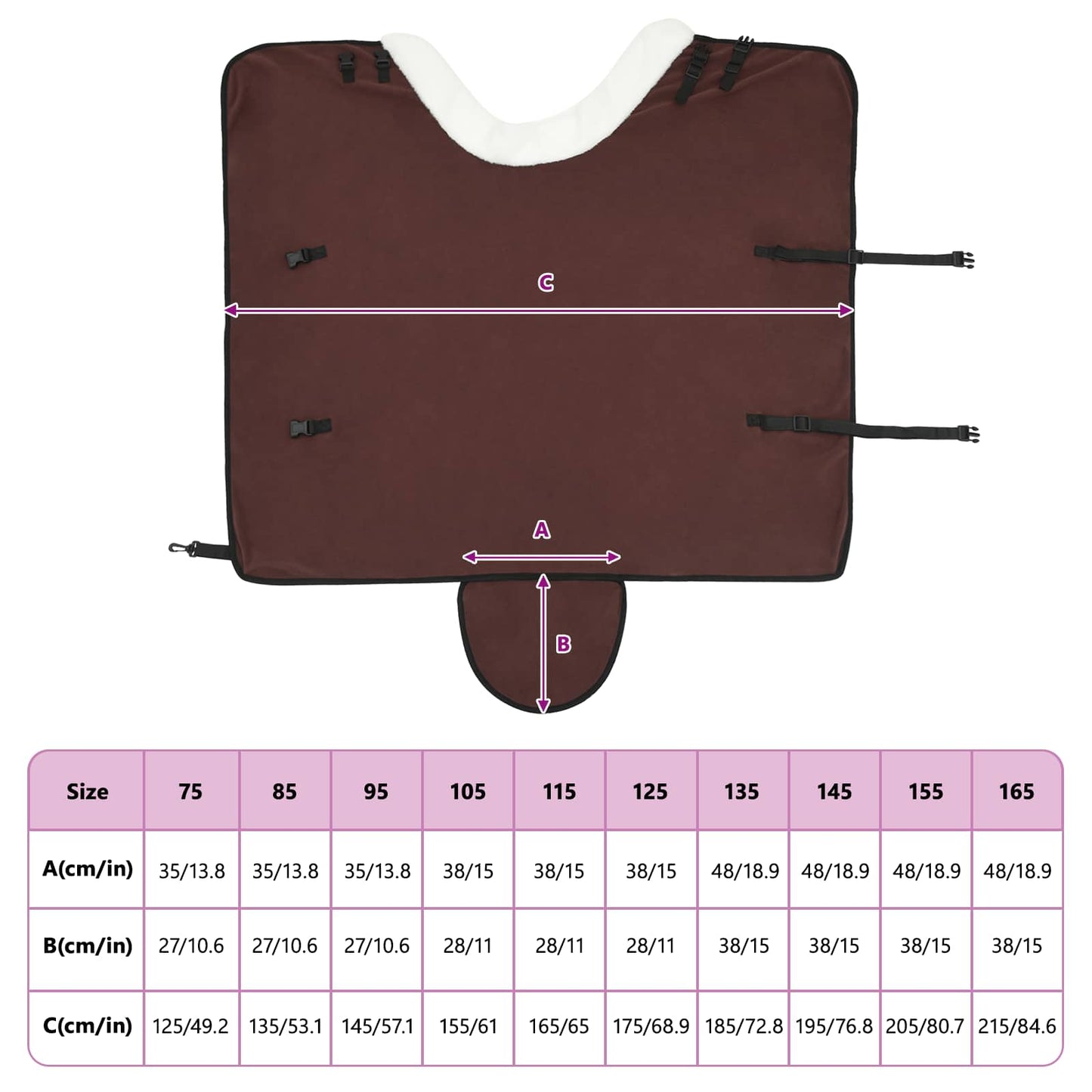 Hestetæppe Mørkebrun 95 cm Polar fleece