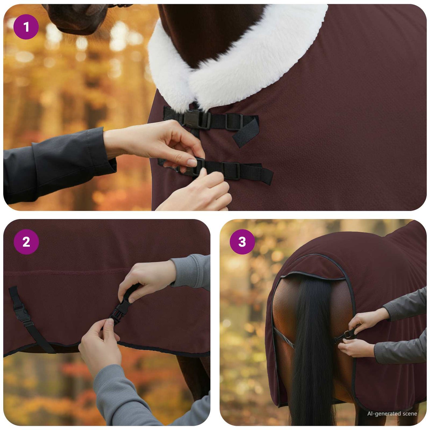 Hestetæppe Mørkebrun 135 cm Polar fleece