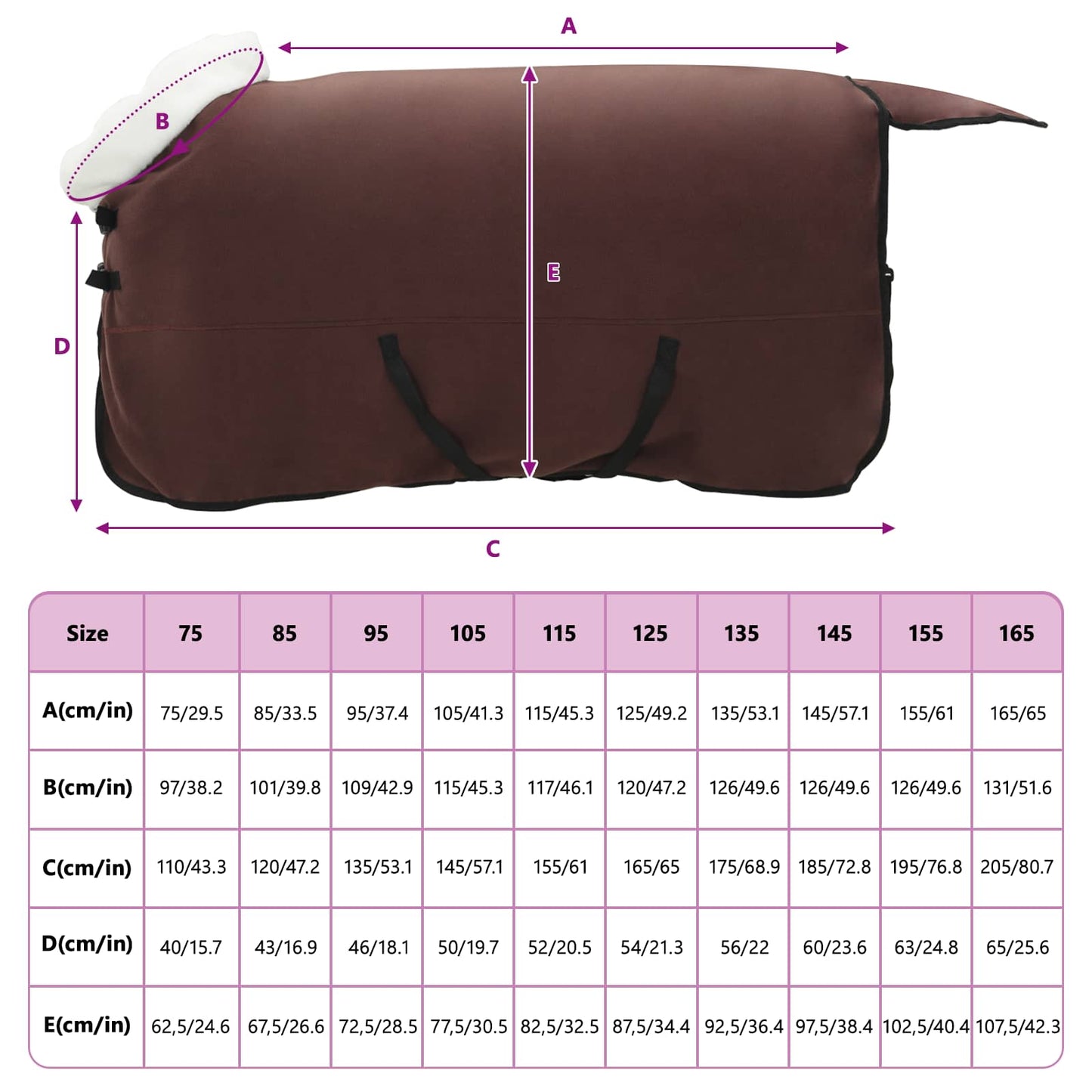Hestetæppe Mørkebrun 155 cm Polar fleece