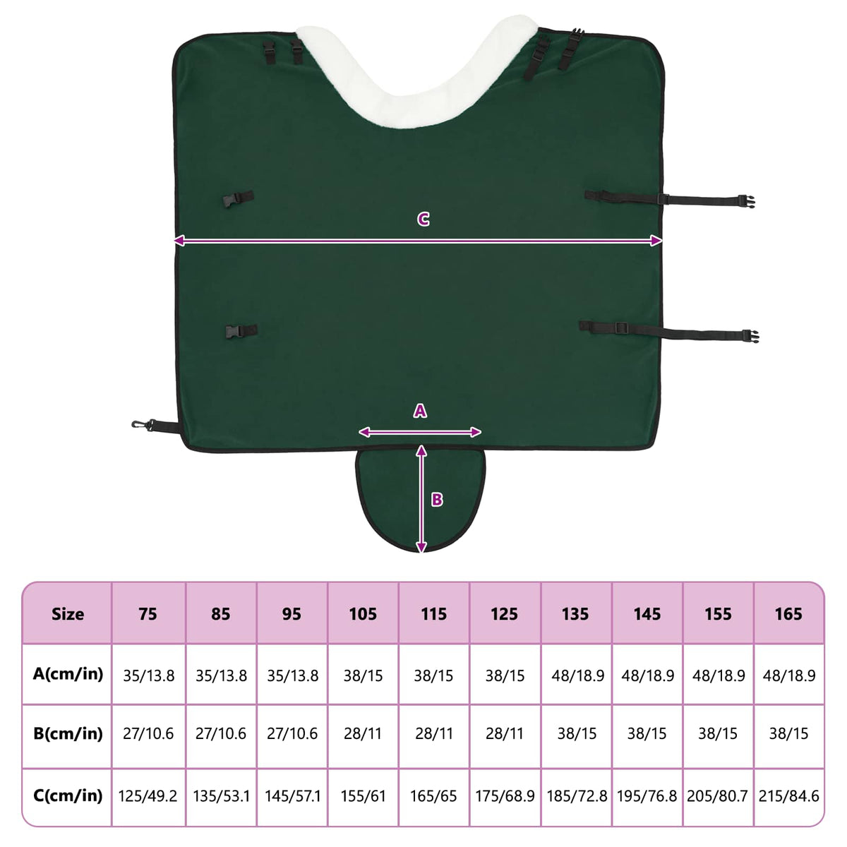 Hestetæppe Mørkegrøn 85 cm Polar fleece