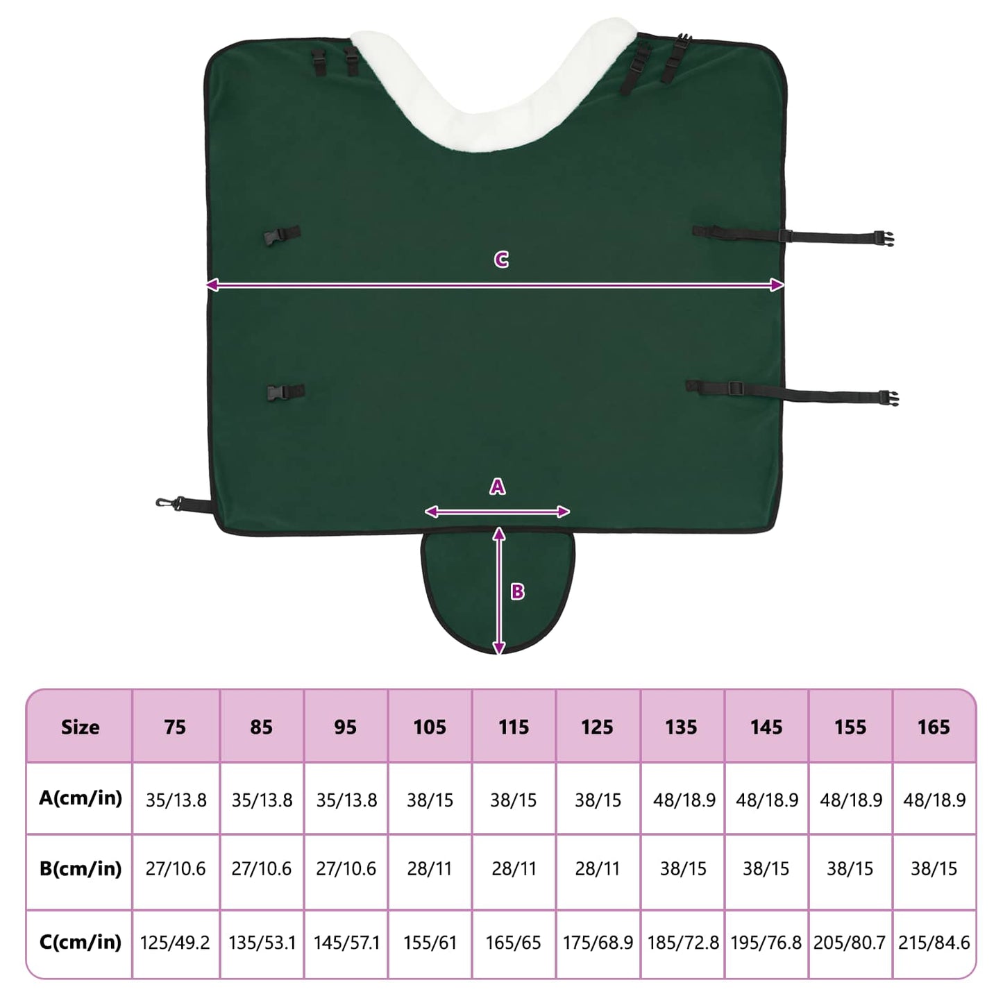 Hestetæppe Mørkegrøn 95 cm Polar fleece