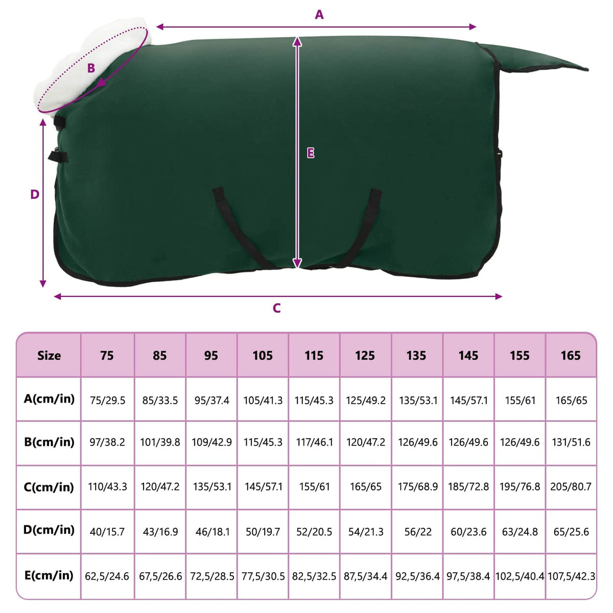 Hestetæppe Mørkegrøn 105 cm Polar fleece