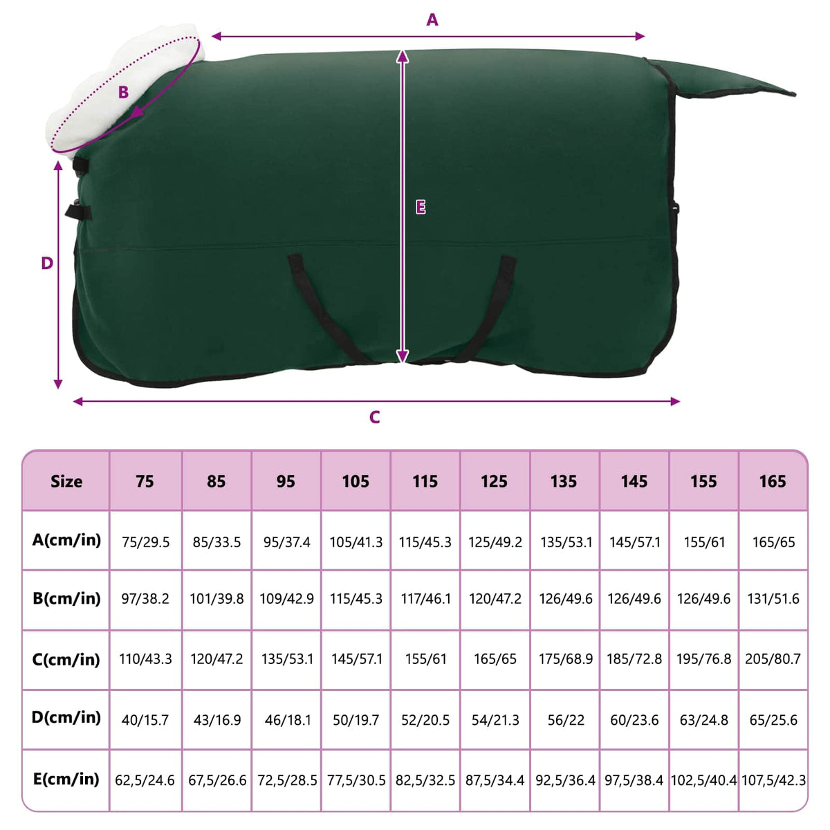 Hestetæppe Mørkegrøn 135 cm Polar fleece