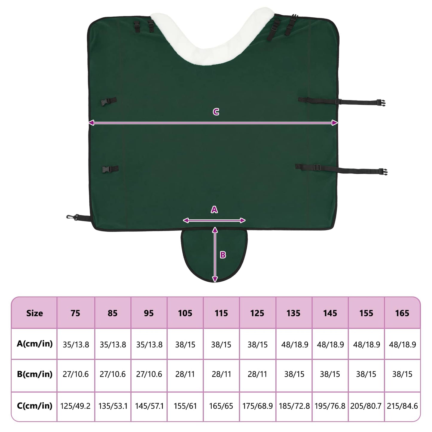 Hestetæppe Mørkegrøn 135 cm Polar fleece